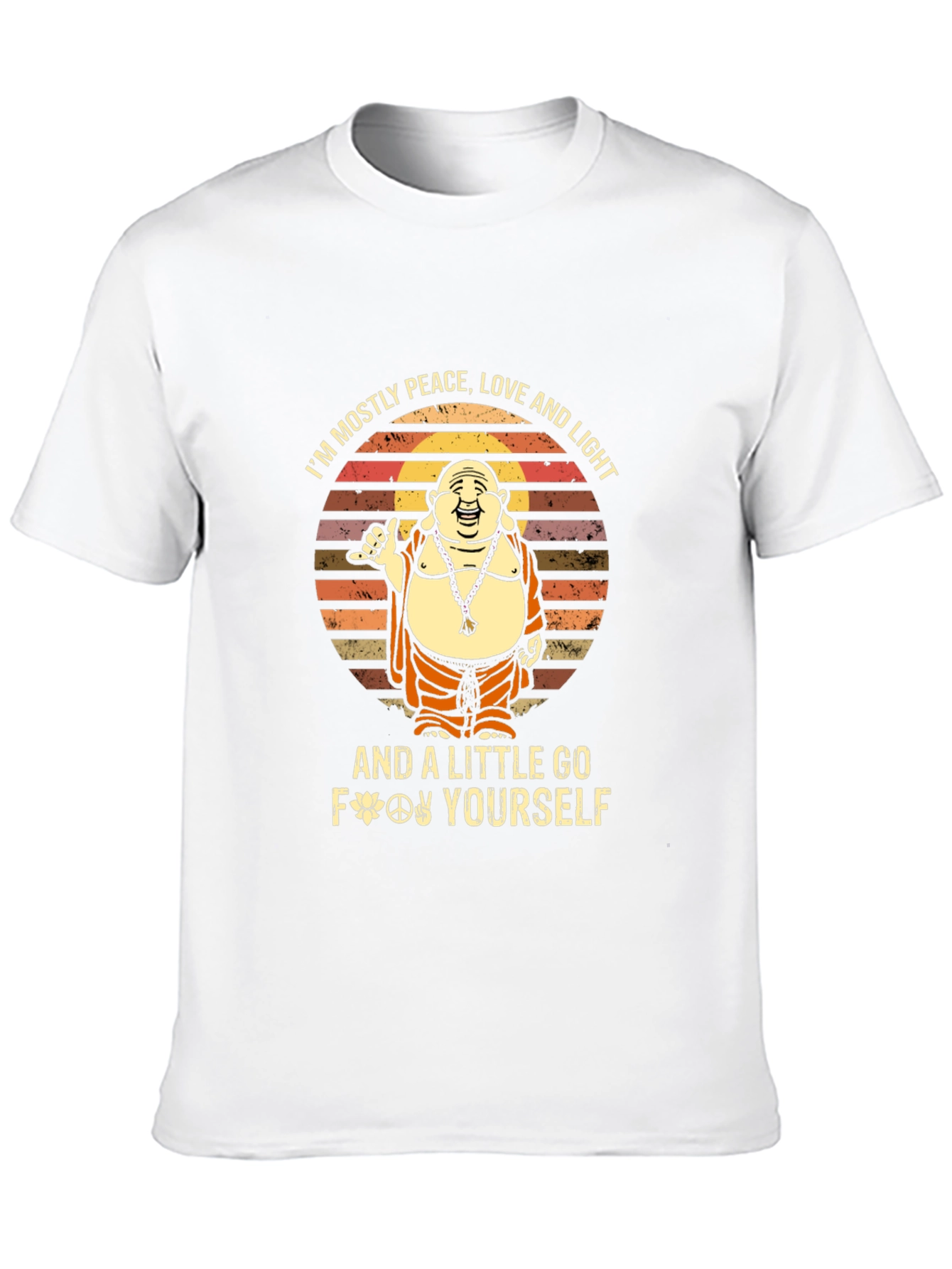 Peace Love Light Go Yourself Funny Buddha Graphic Tee