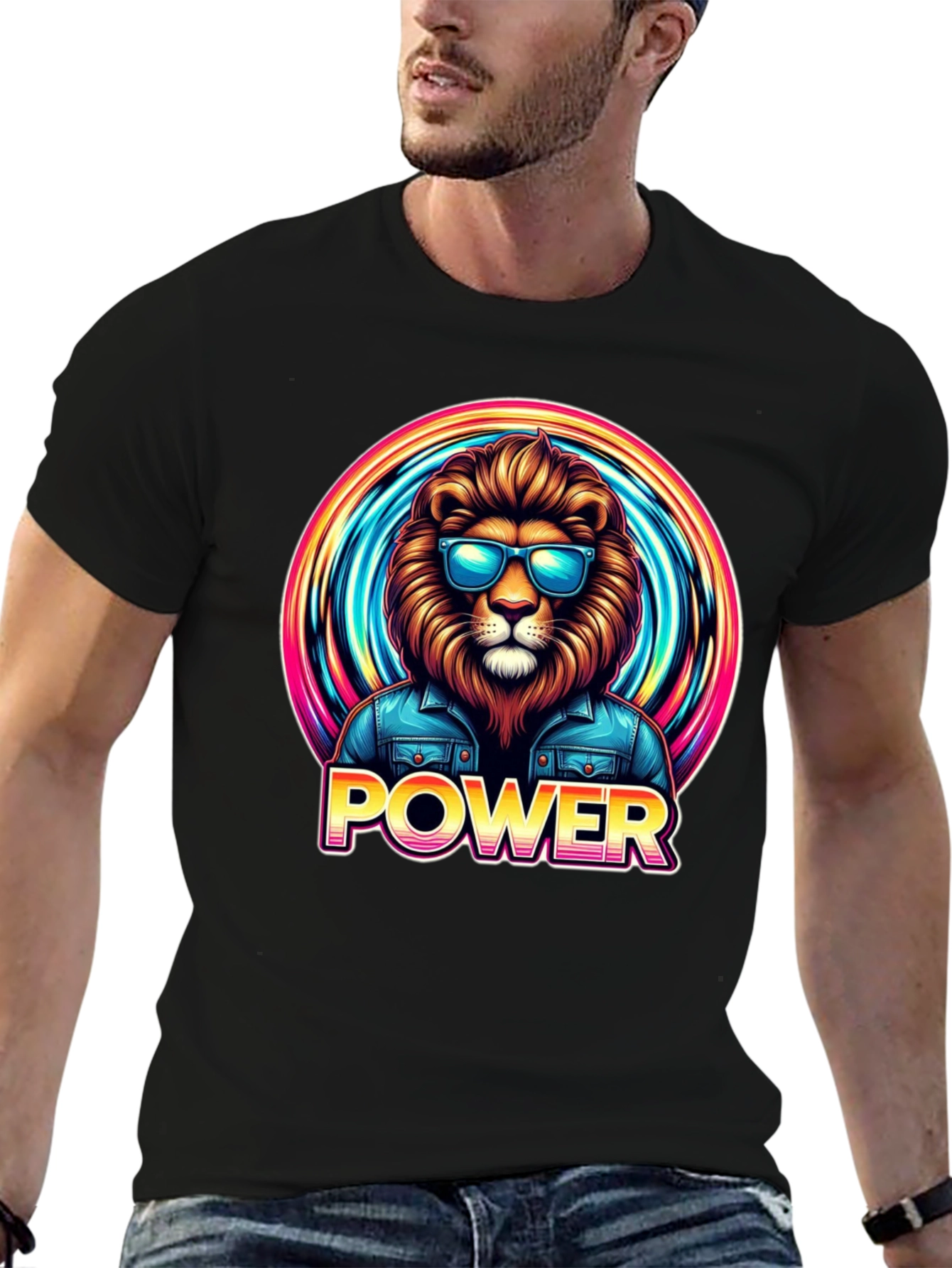 Power Lion Graphic Tee - Cool Animal Design