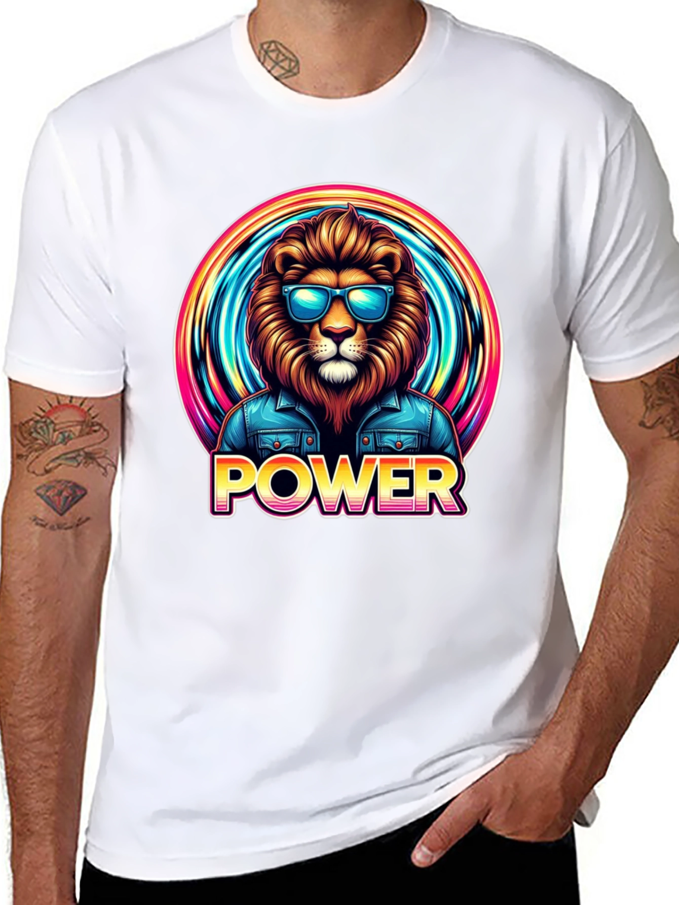 Power Lion Graphic Tee - Cool Animal Design