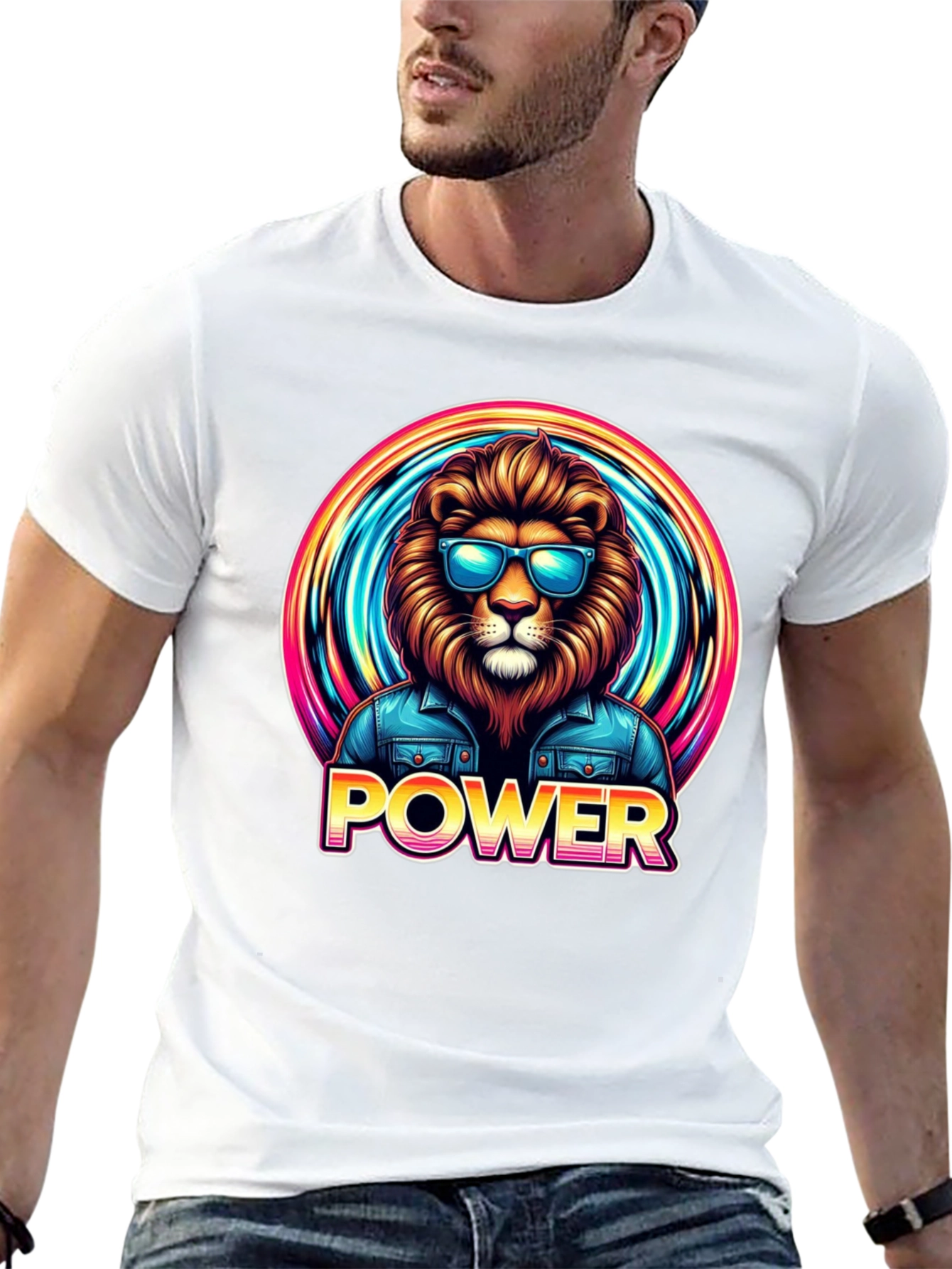Power Lion Graphic Tee - Cool Animal Design