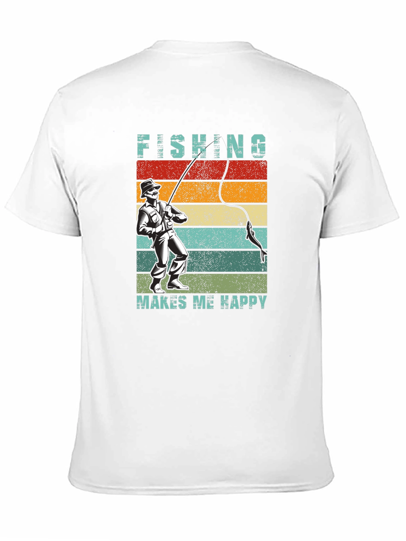 Fishing Makes Me Happy T-Shirt - Retro Style