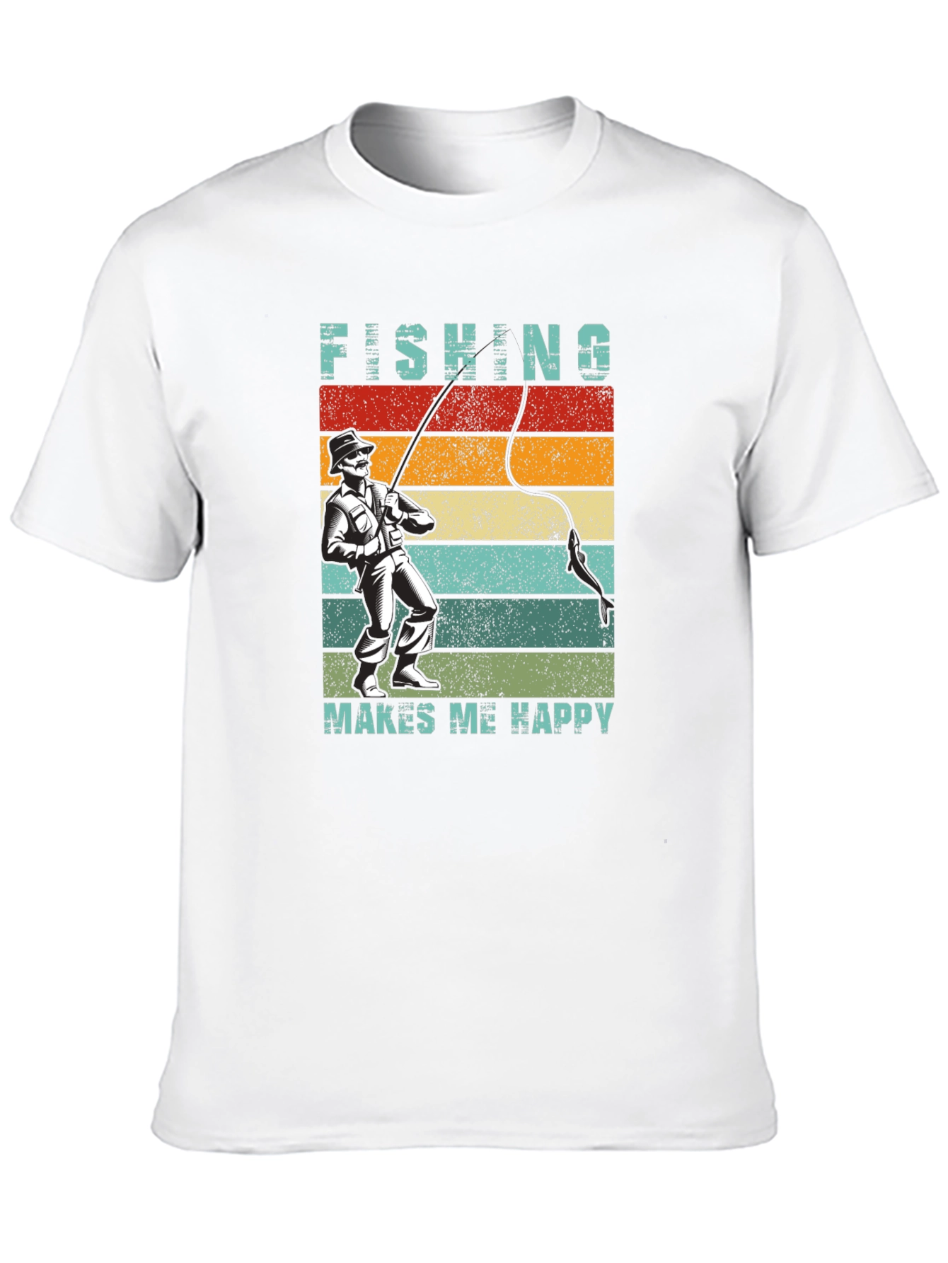 Fishing Makes Me Happy T-Shirt - Retro Style