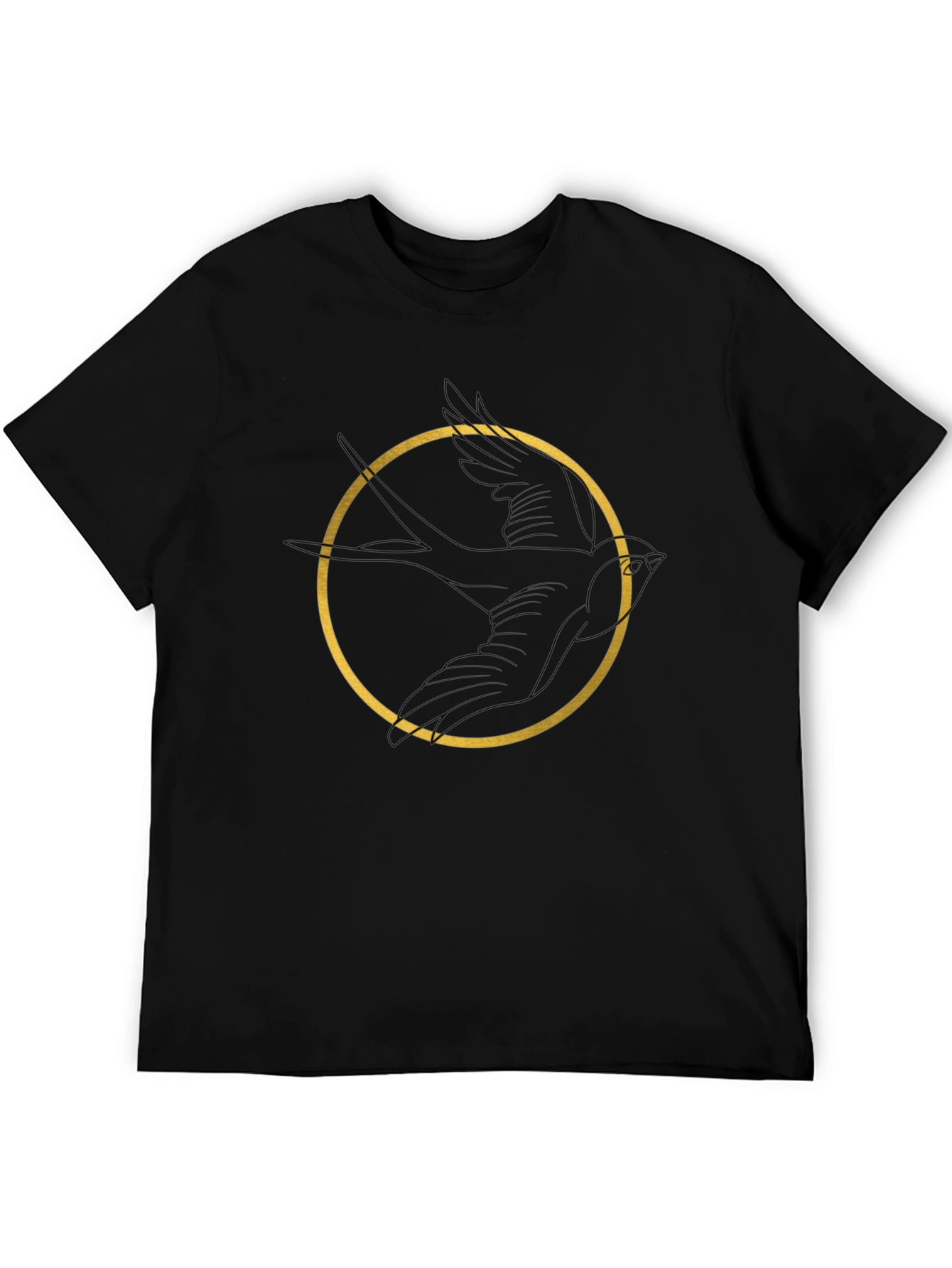 Bird Circle Graphic Tee - Black Unisex Cotton T-Shirt