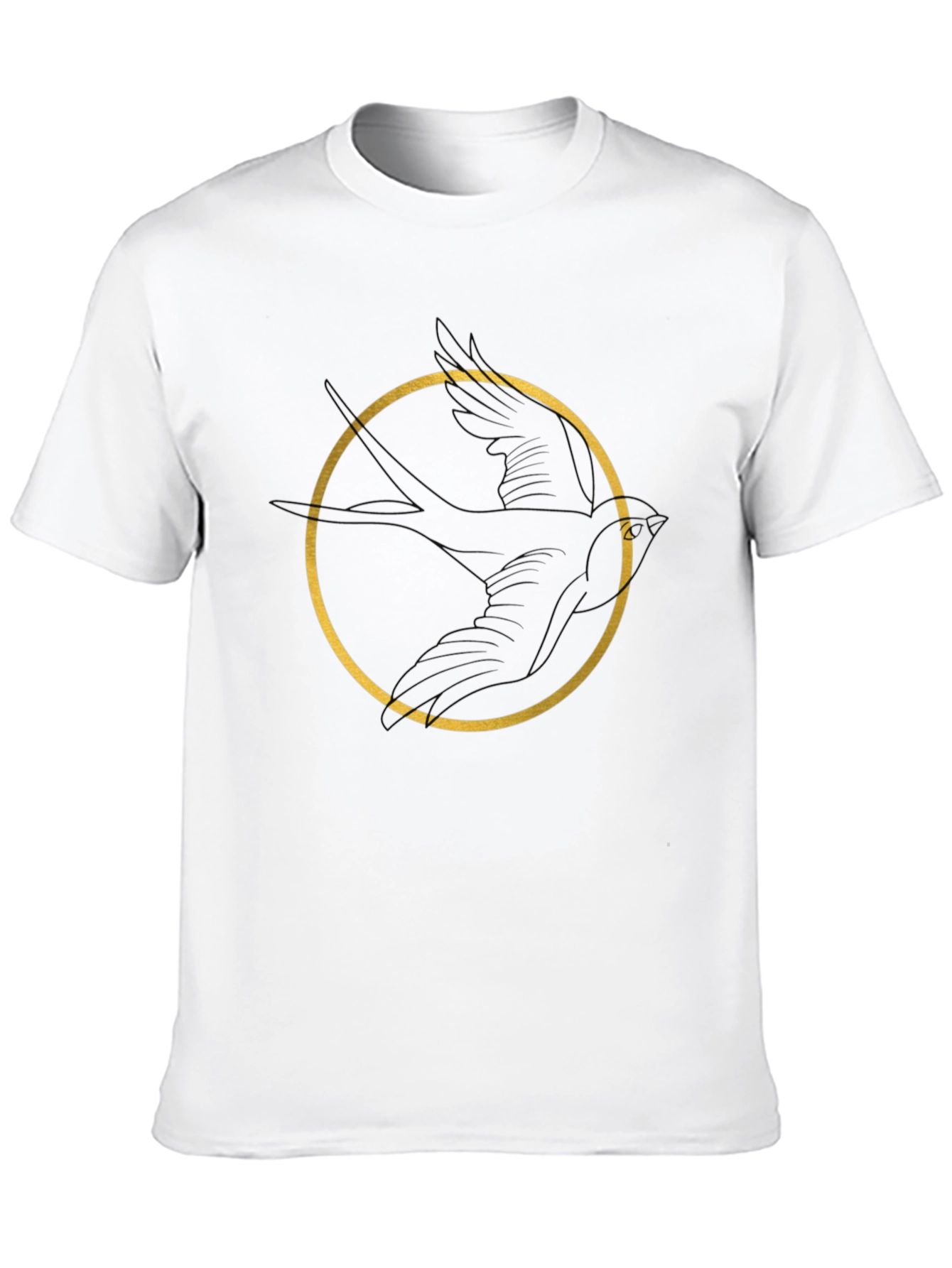 Bird Circle Graphic Tee - Black Unisex Cotton T-Shirt