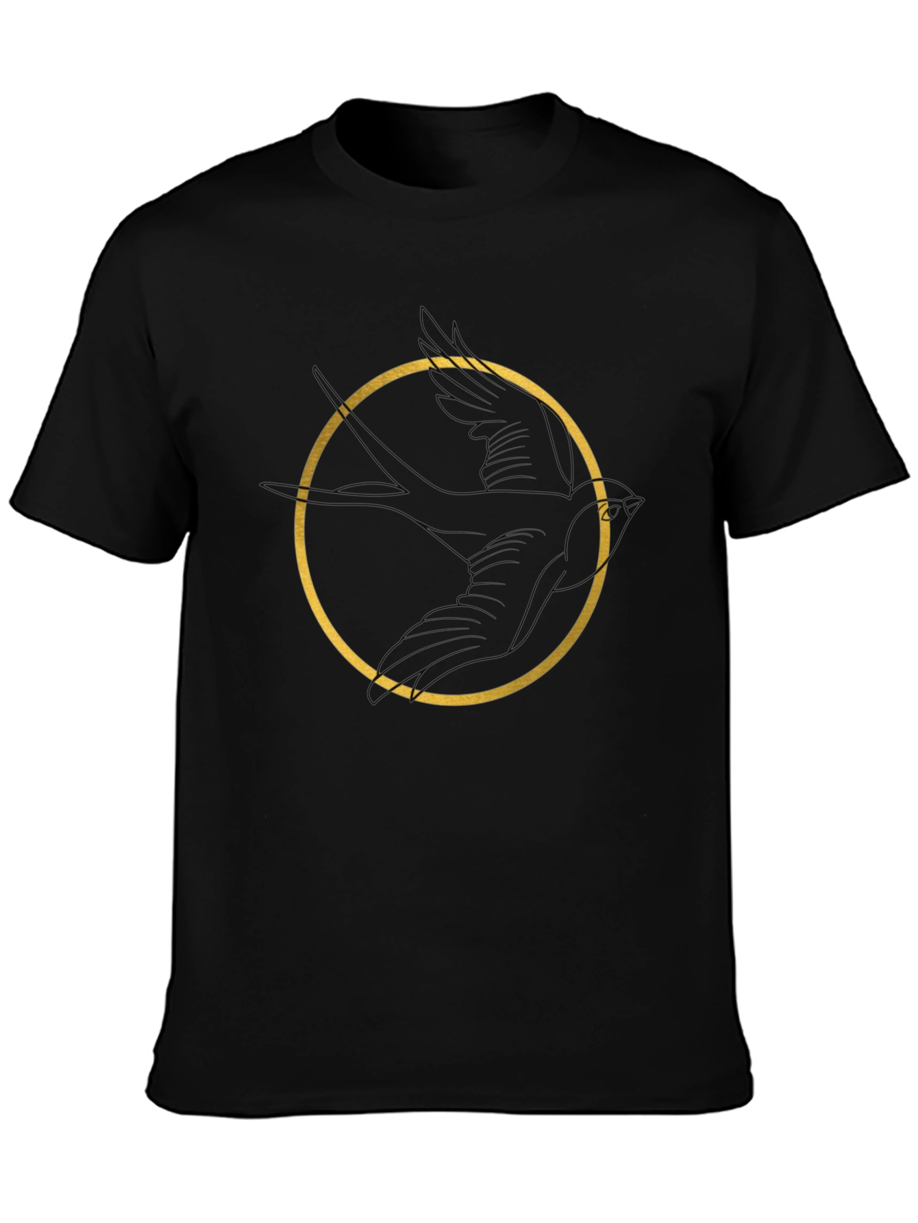 Bird Circle Graphic Tee - Black Unisex Cotton T-Shirt