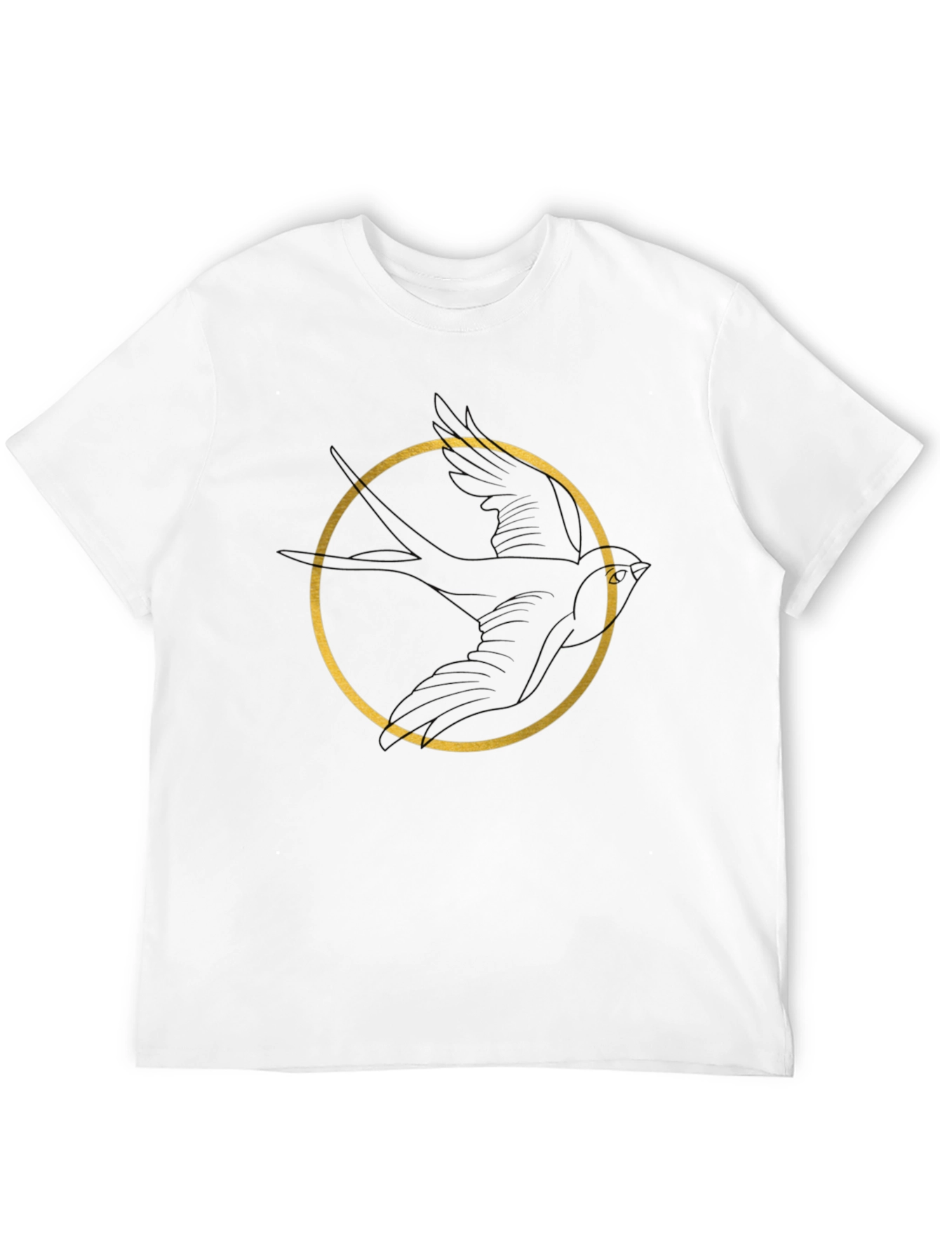 Bird Circle Graphic Tee - Black Unisex Cotton T-Shirt