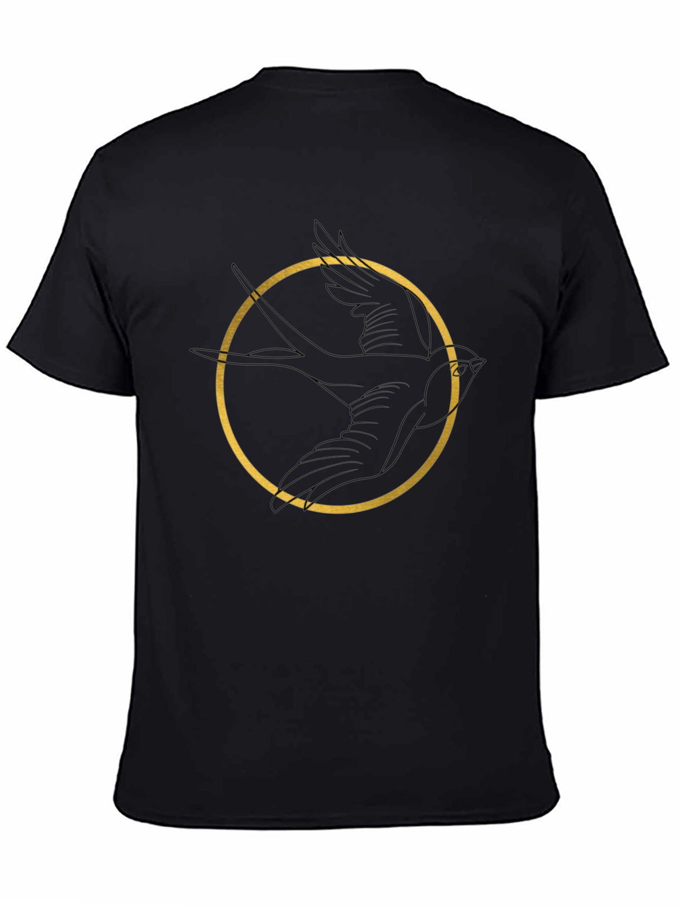 Bird Circle Graphic Tee - Black Unisex Cotton T-Shirt