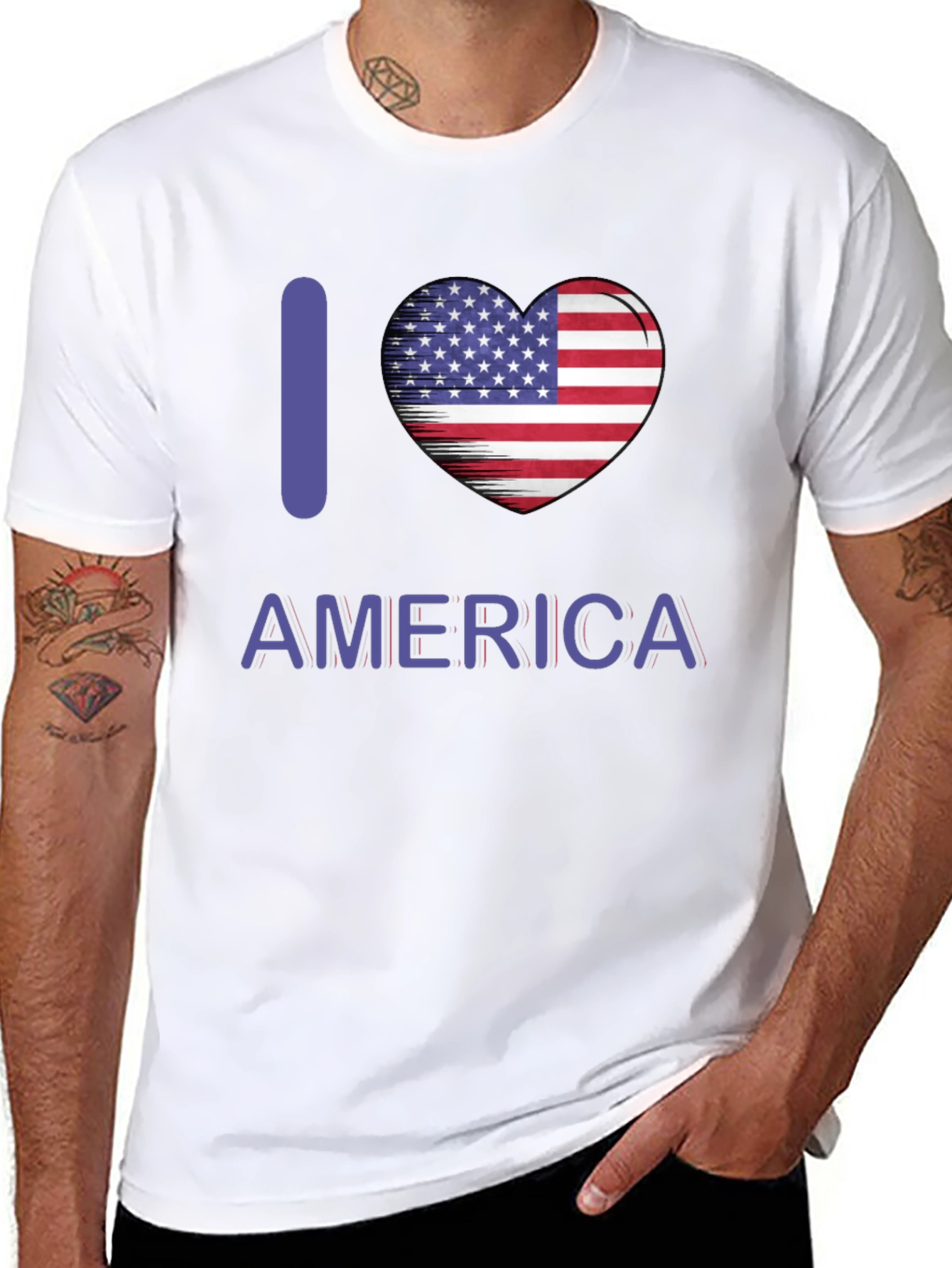 I Love America T-Shirt Patriotic Pride USA Flag Heart