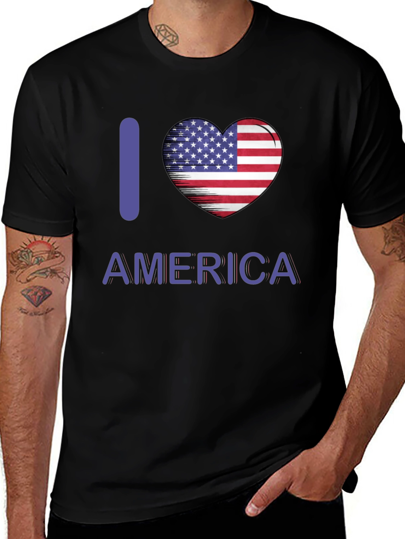 I Love America T-Shirt Patriotic Pride USA Flag Heart