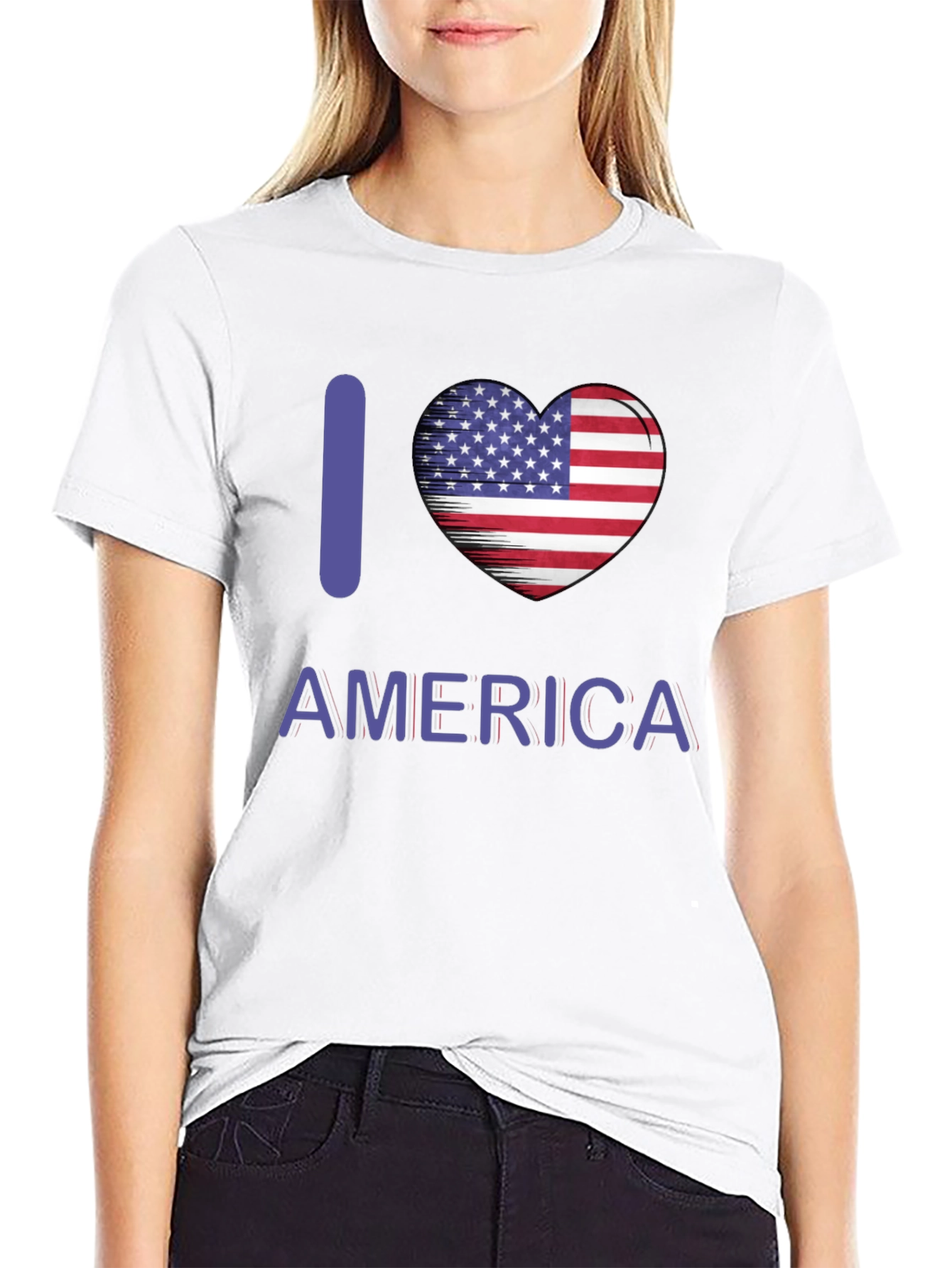 I Love America T-Shirt Patriotic Pride USA Flag Heart
