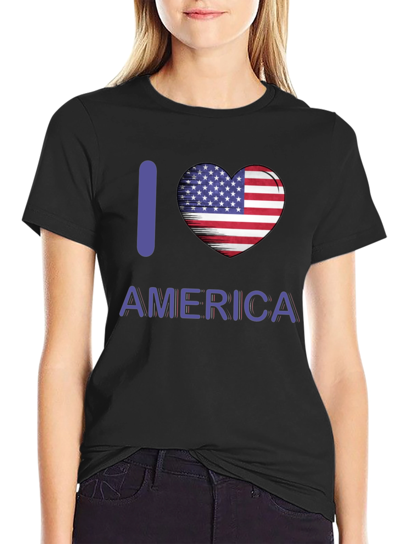I Love America T-Shirt Patriotic Pride USA Flag Heart