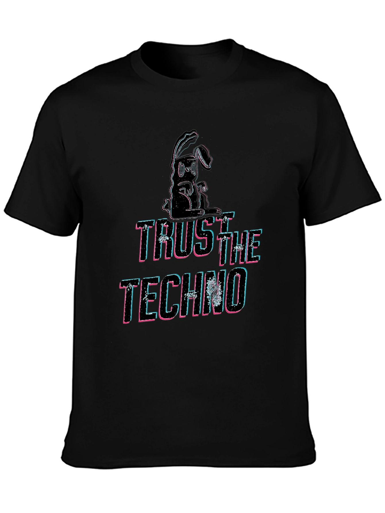 Trust the Techno Graphic Print Black T-Shirt