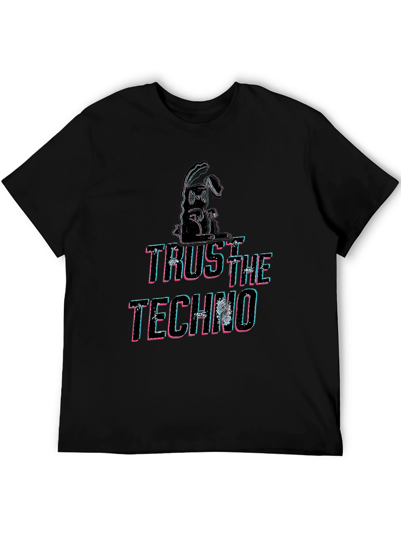 Trust the Techno Graphic Print Black T-Shirt