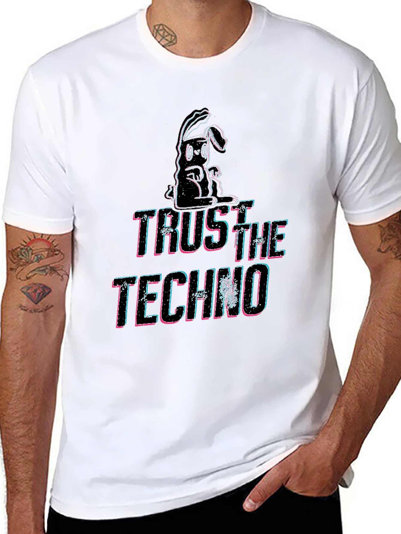 Trust the Techno Graphic Print Black T-Shirt