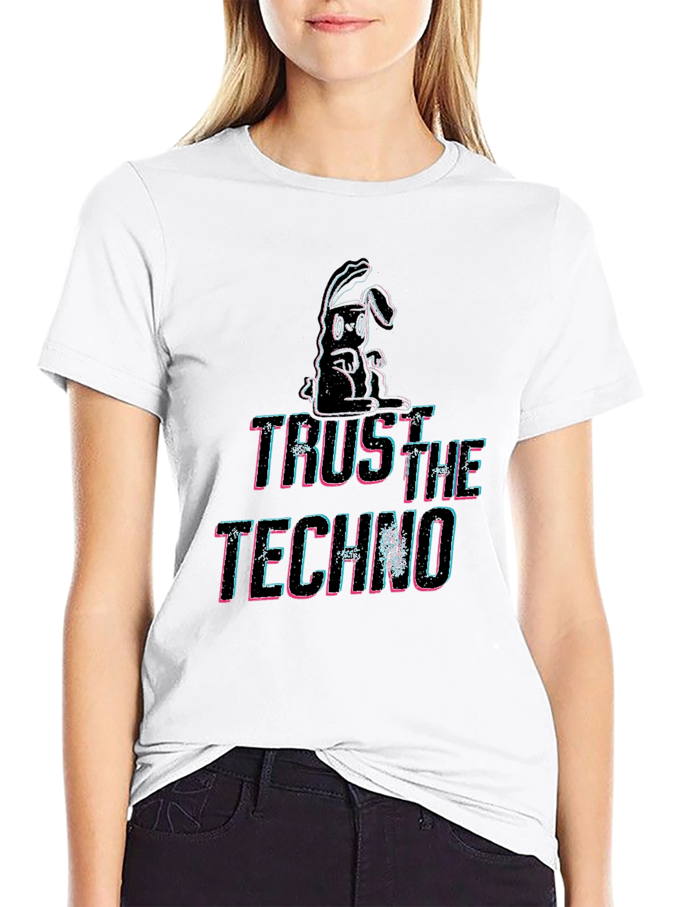 Trust the Techno Graphic Print Black T-Shirt