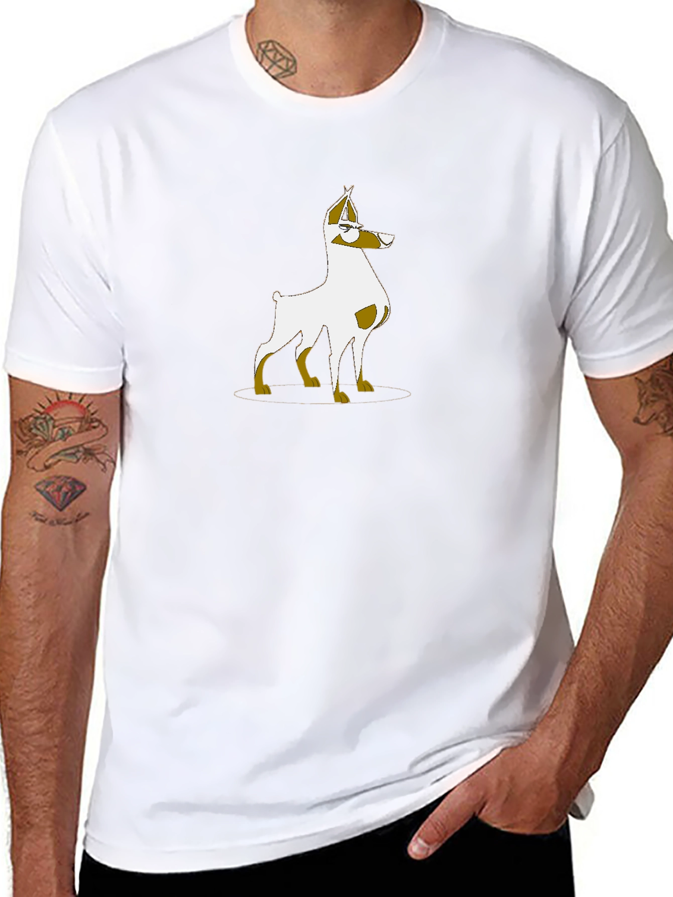 Dog Cartoon Graphic Print T-Shirt