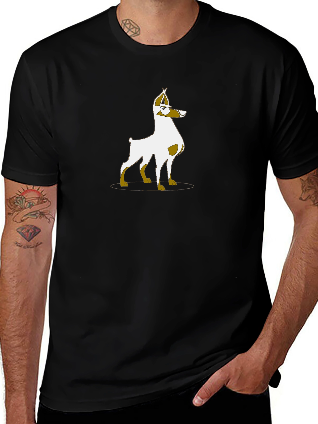 Dog Cartoon Graphic Print T-Shirt