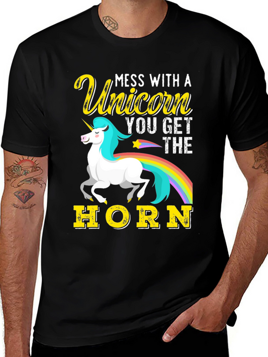 Unicorn Graphic Tee - Mess with a Unicorn You Get the Horn
