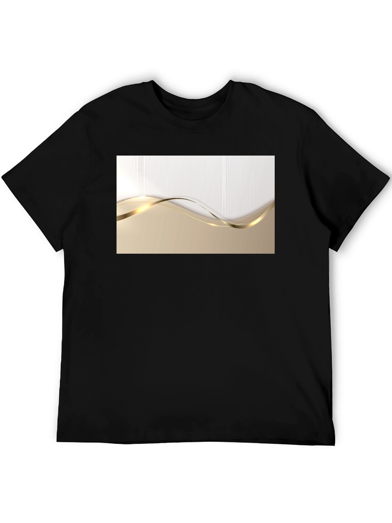 Elegant Gold Wave Graphic T-Shirt - Modern Design