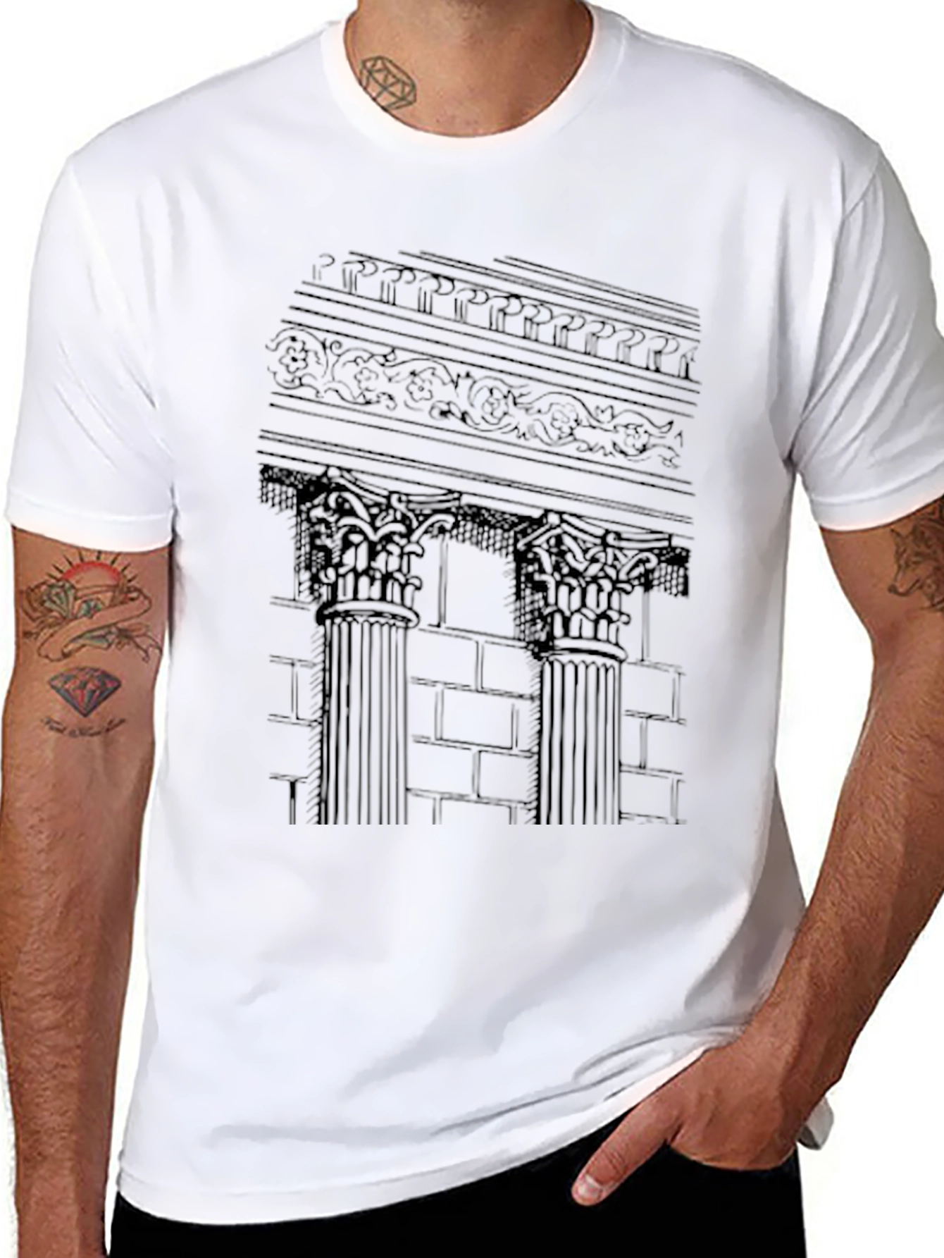 Architectural Columns Graphic Tee - Black