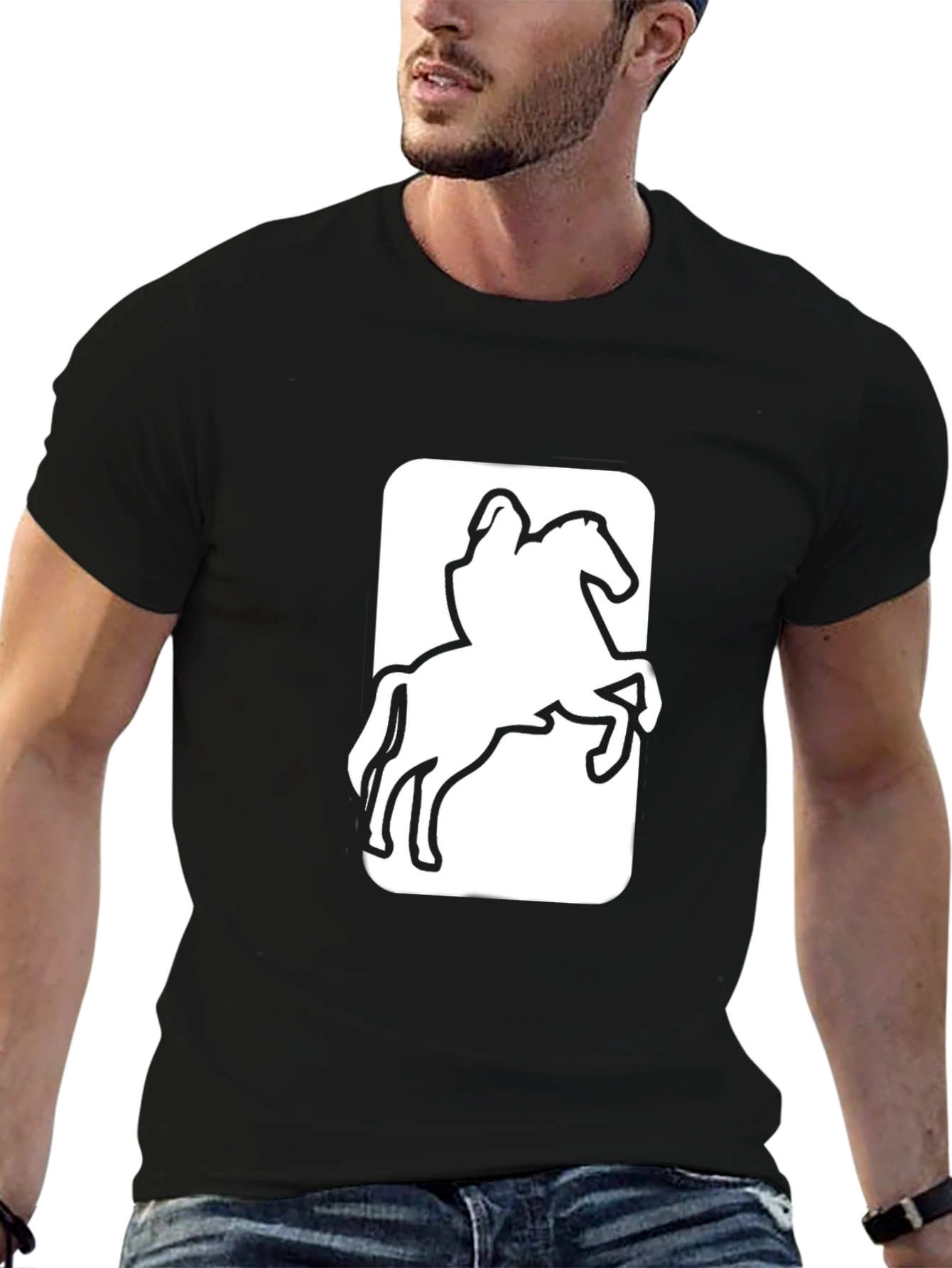 Equestrian Rider Graphic Tee - Black Cotton T-Shirt