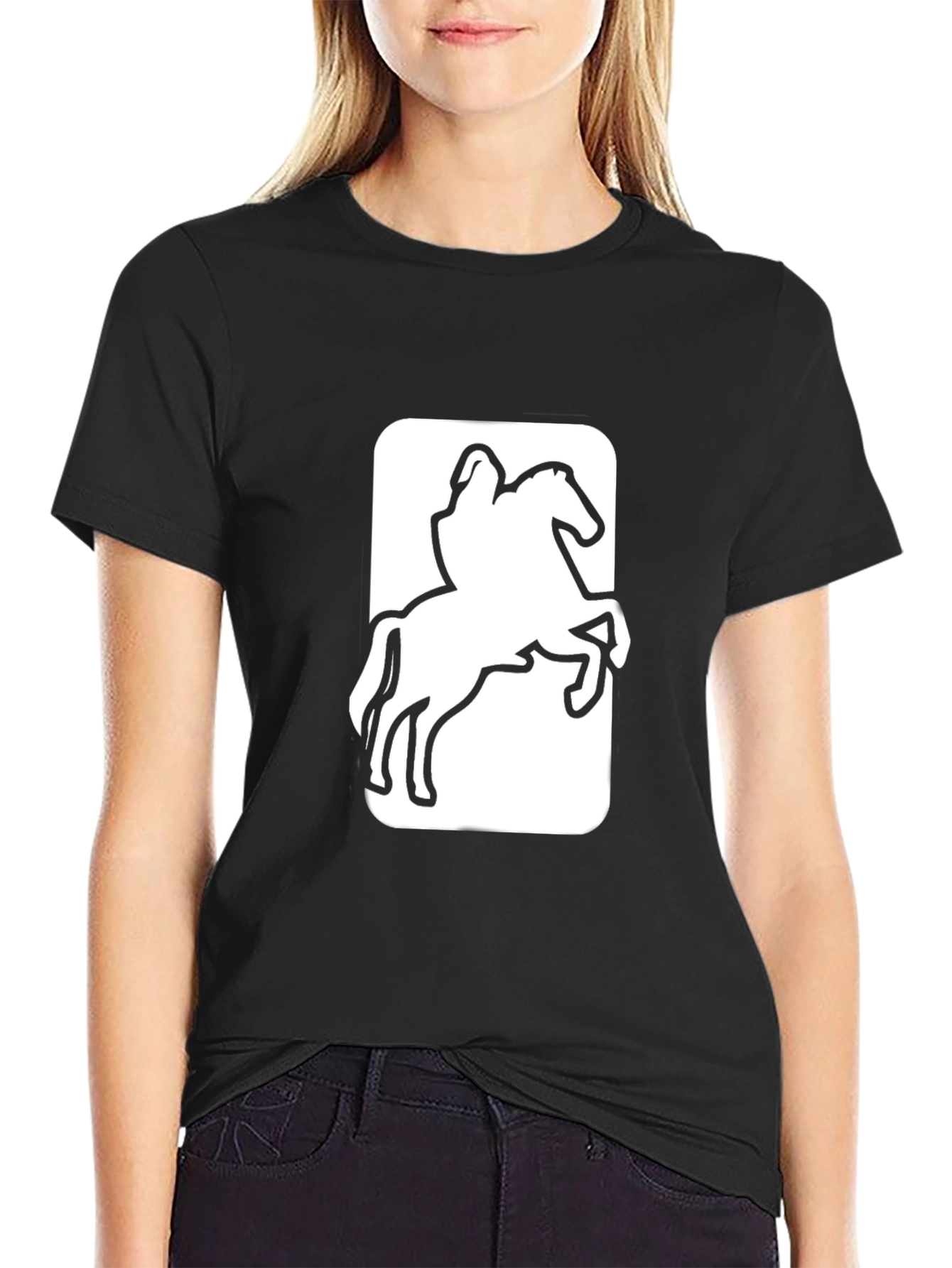 Equestrian Rider Graphic Tee - Black Cotton T-Shirt