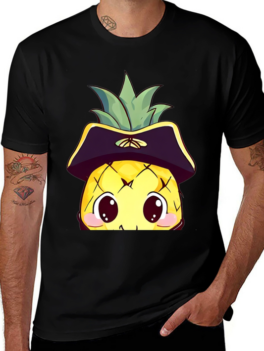 Kawaii Pirate Pineapple T-Shirt - Black