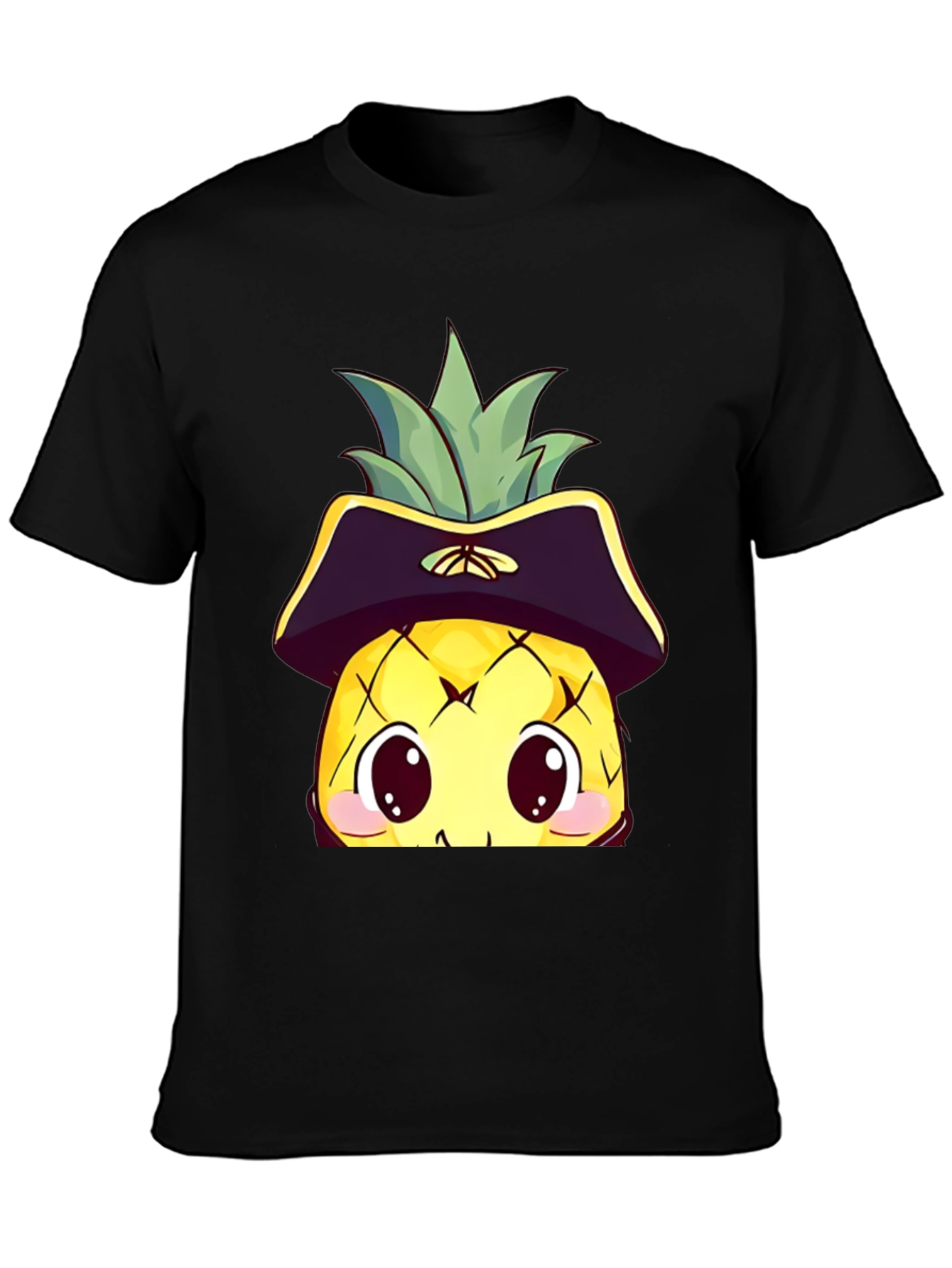 Kawaii Pirate Pineapple T-Shirt - Black
