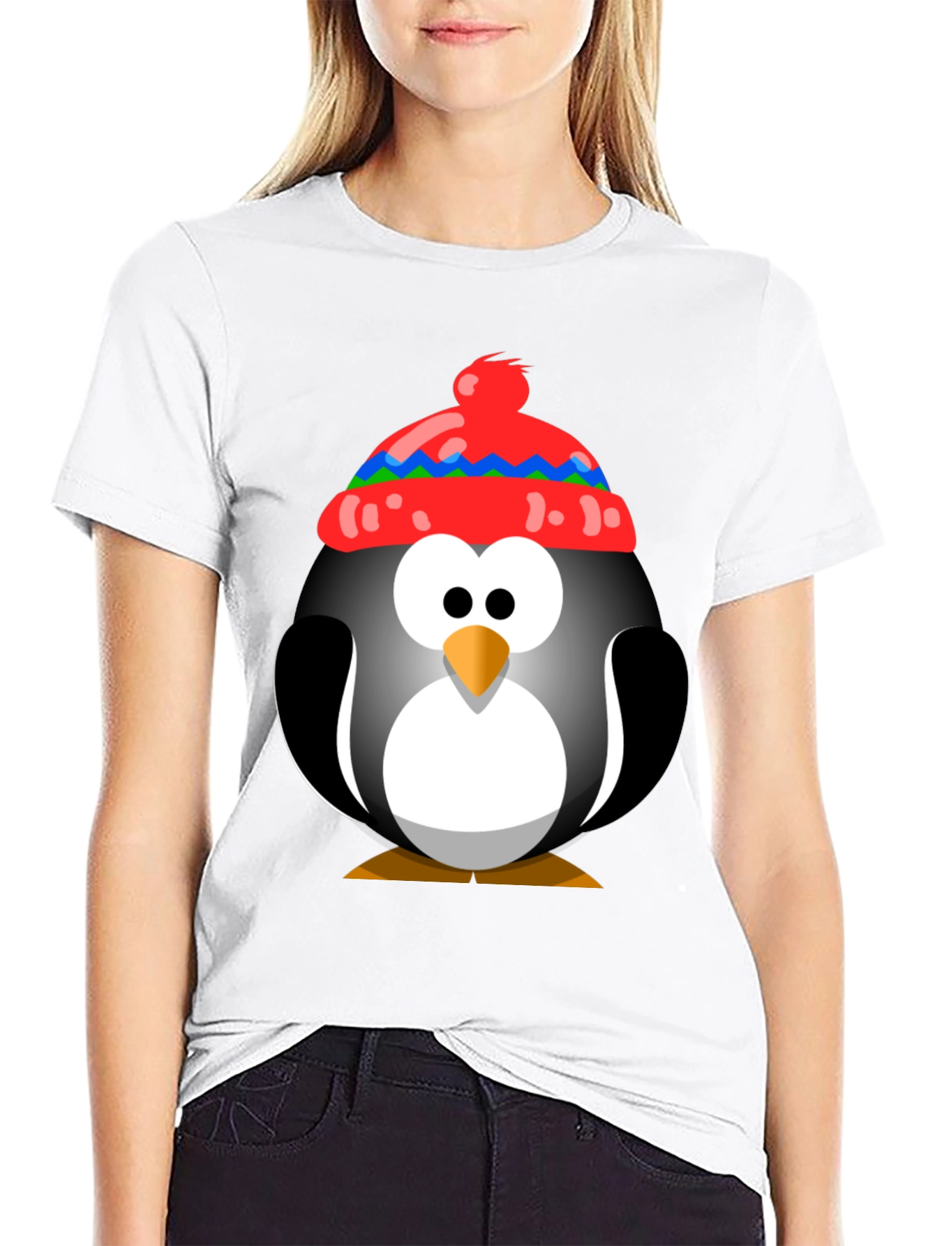 Penguin With Hat Graphic Tee - Fun Holiday Shirt
