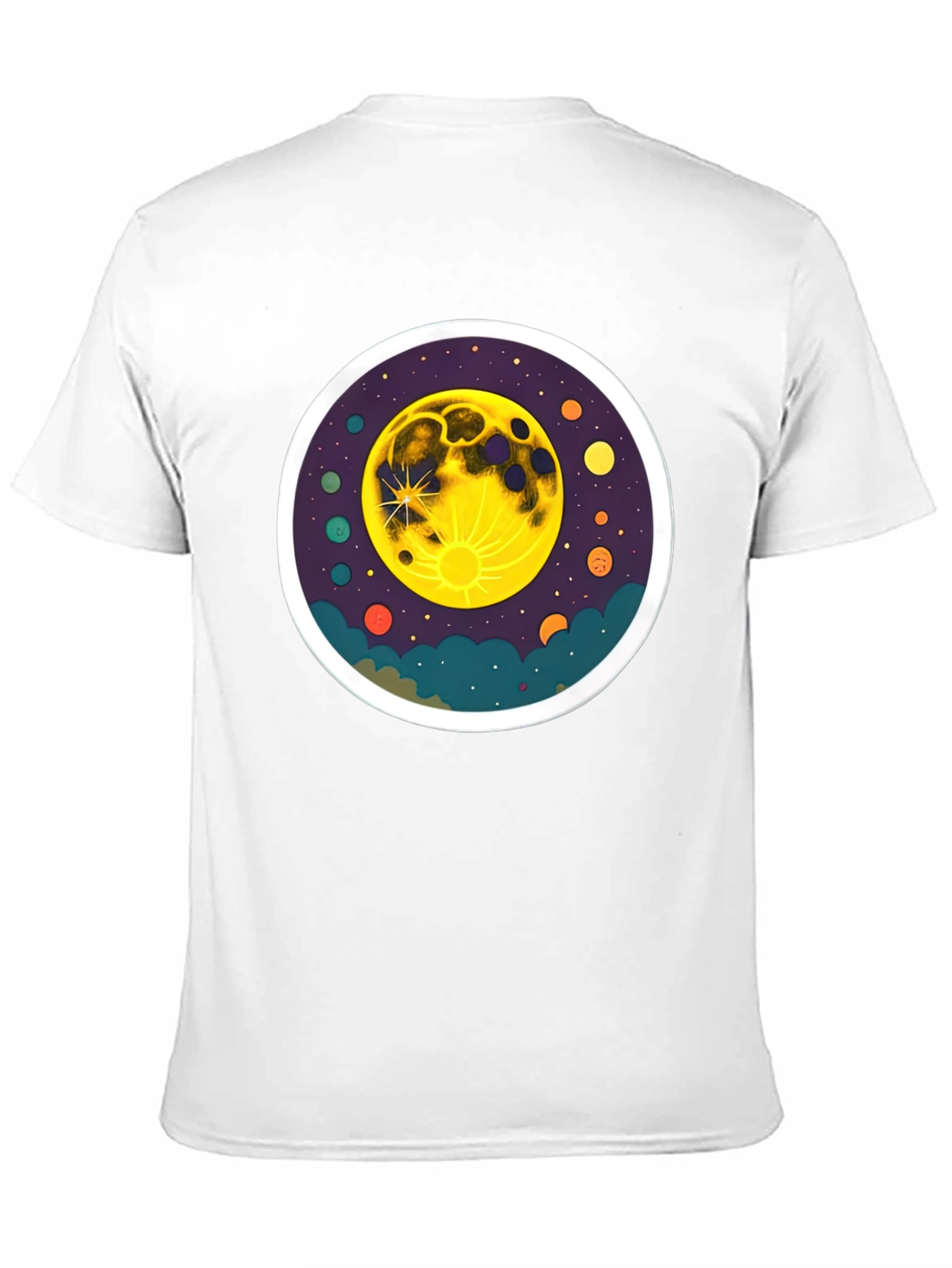 Cosmic Moon Graphic Tee - Black Cotton T-Shirt
