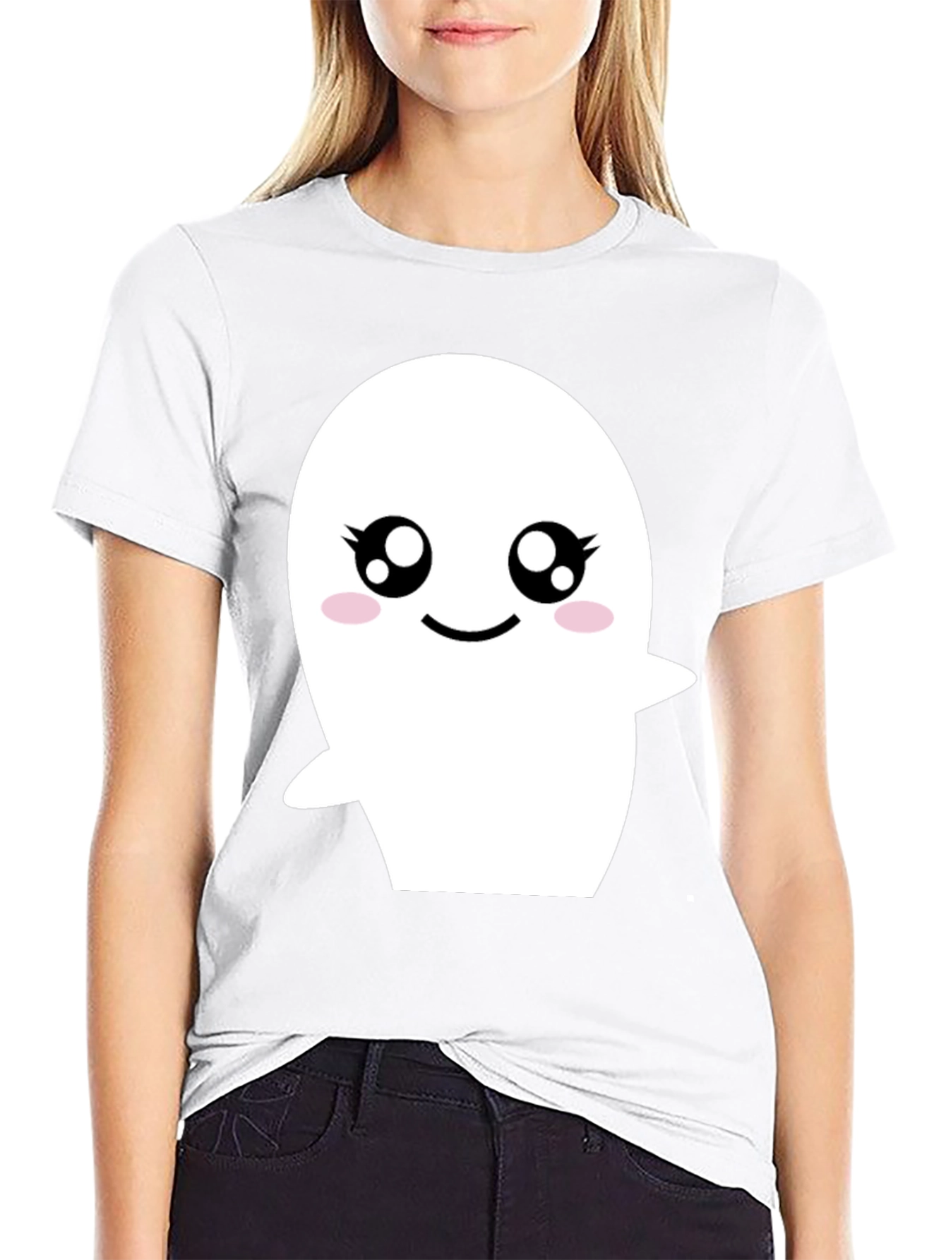 Cute Ghost Graphic Black T-Shirt