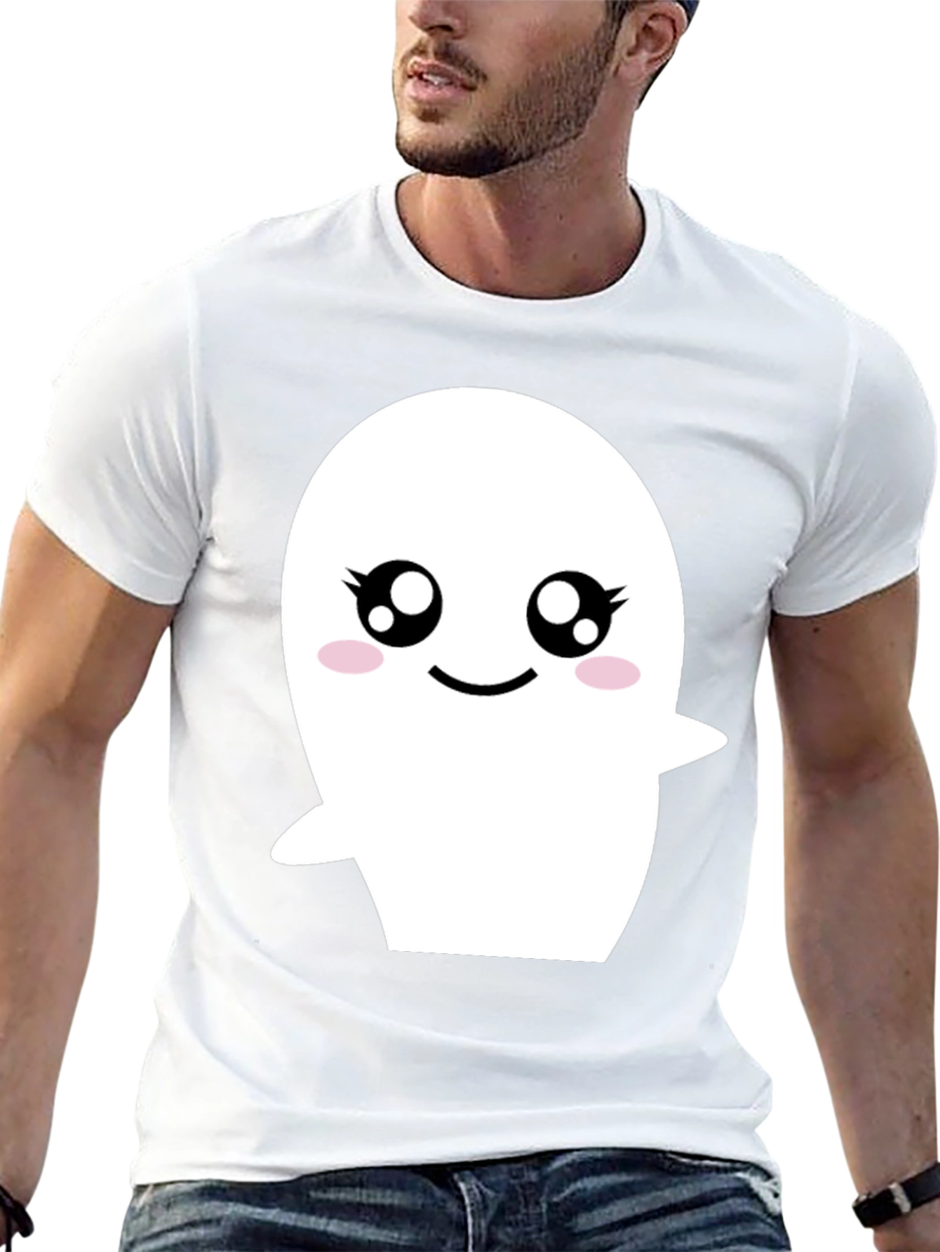 Cute Ghost Graphic Black T-Shirt