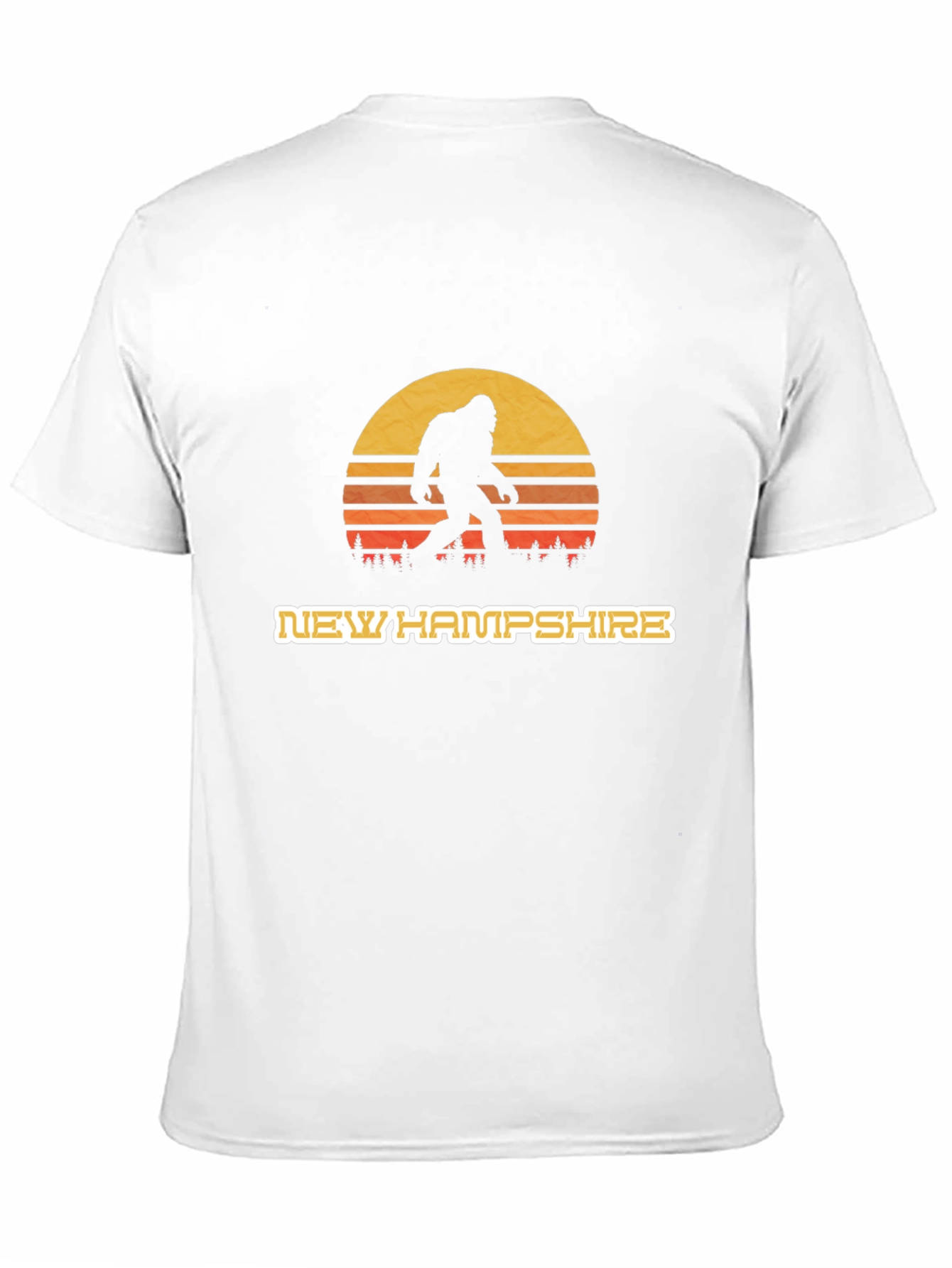 New Hampshire Bigfoot T-Shirt - Retro Sunset Design