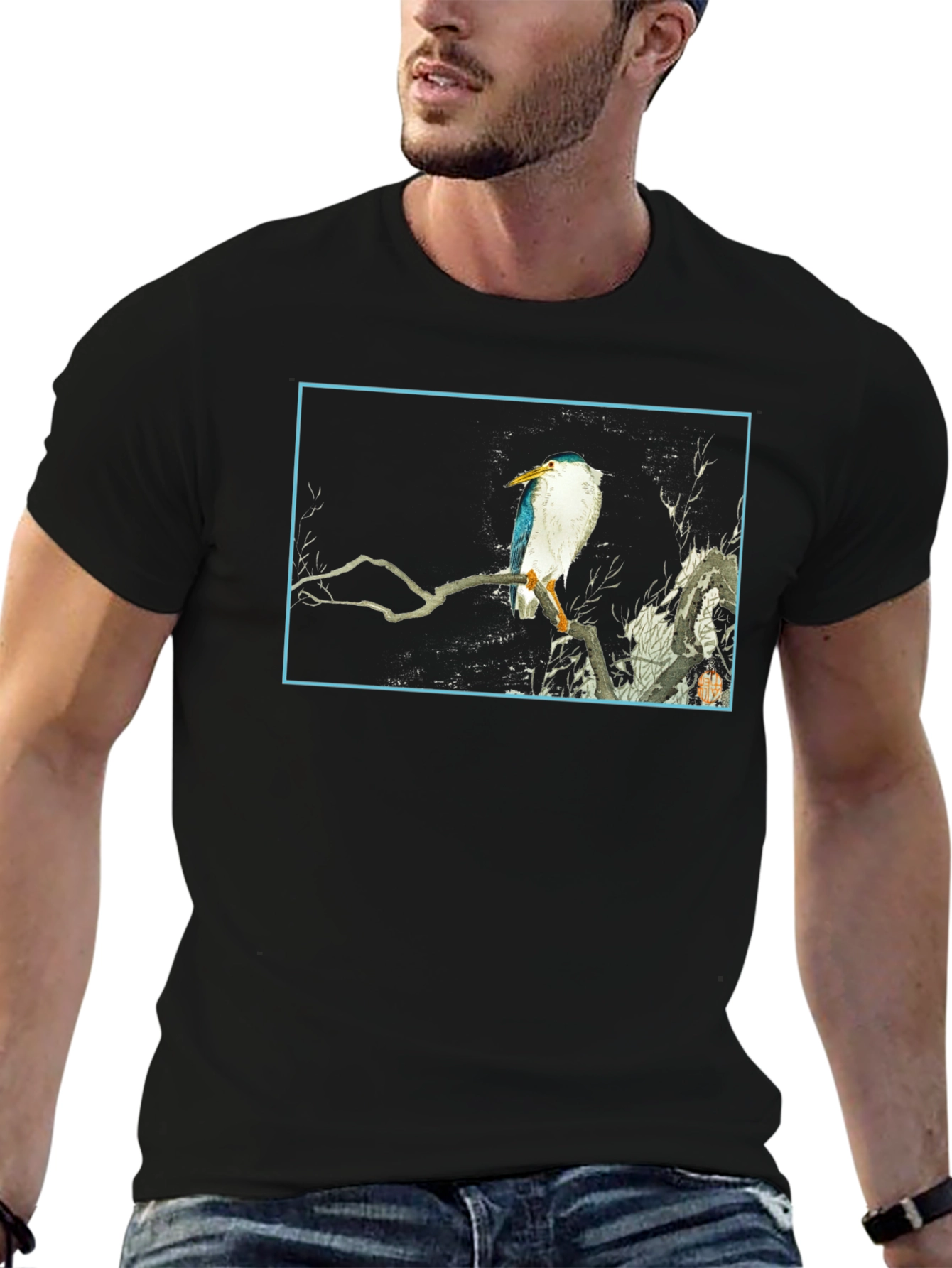 Bird Art Graphic T-Shirt - Black