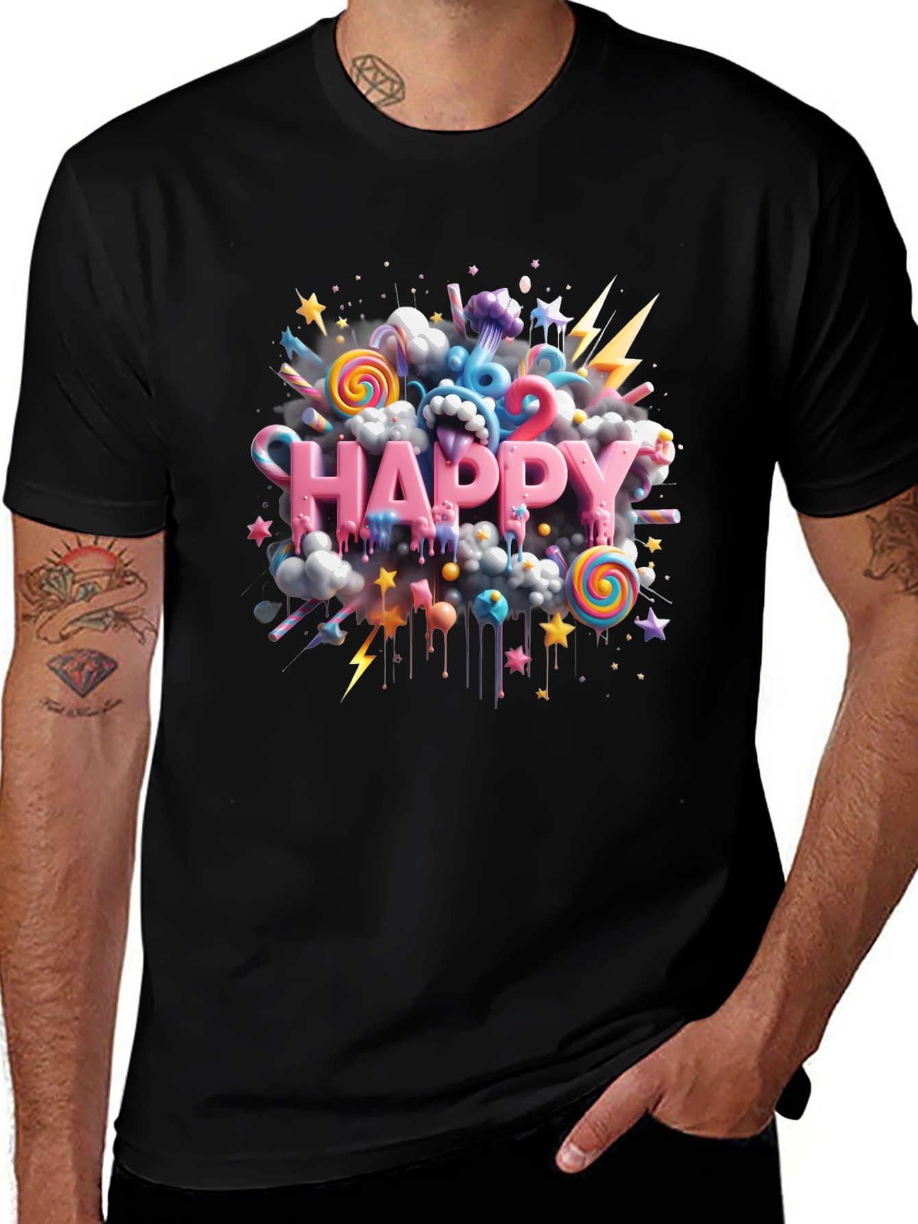 Happy Candy Burst Graphic T-Shirt