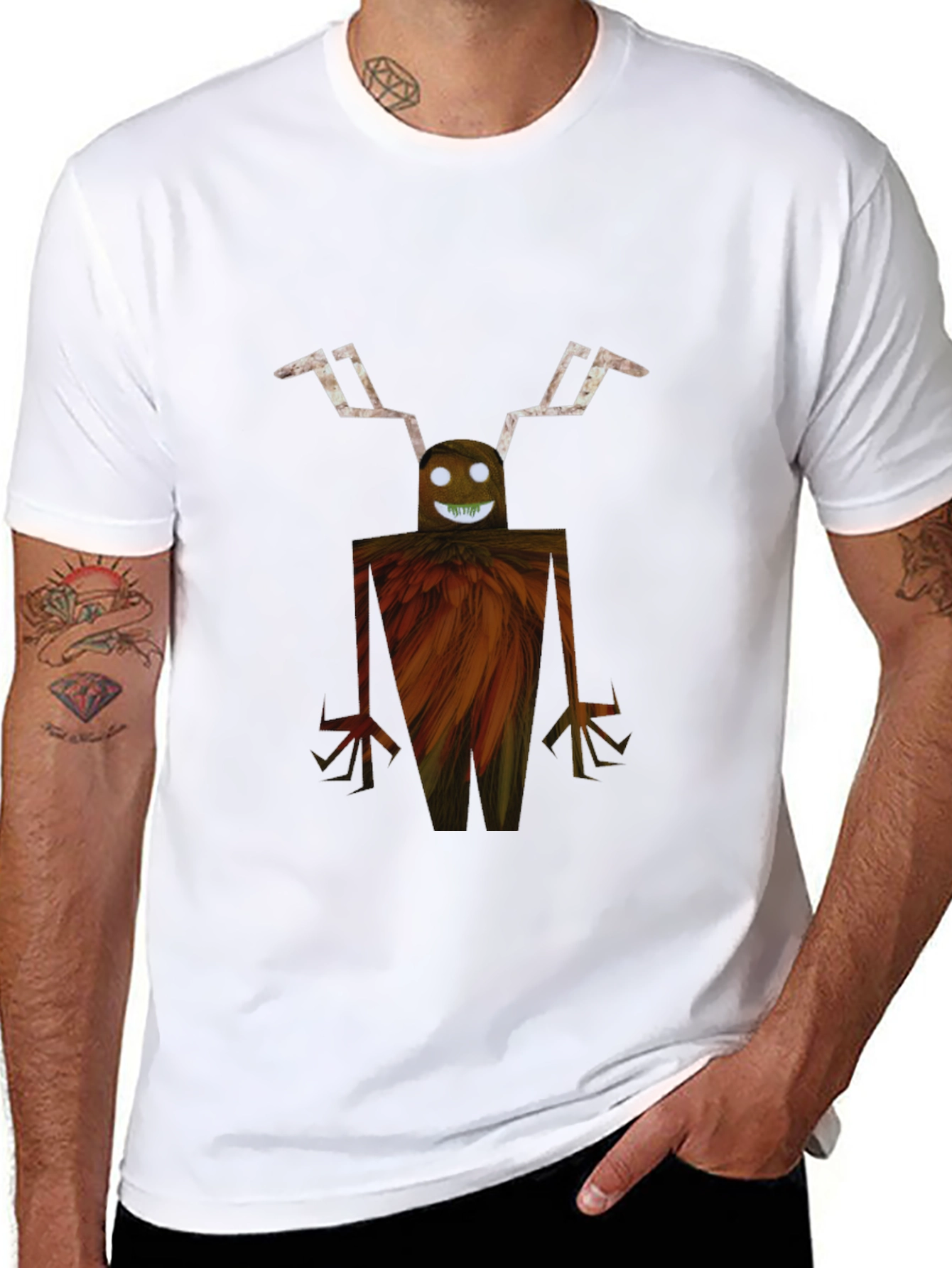Unique Graphic Tee - Monster Design Black T-Shirt