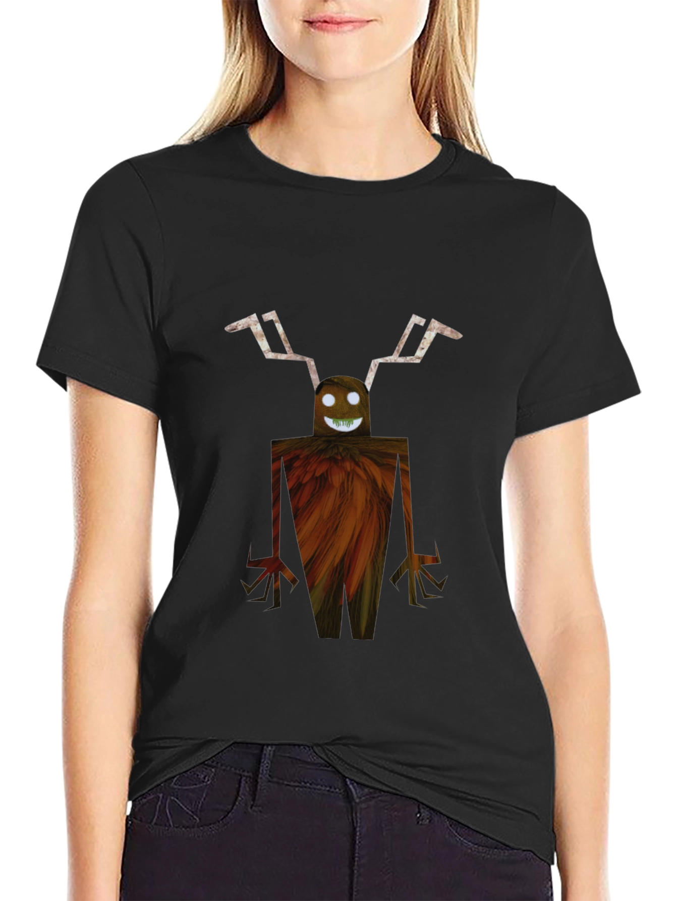 Unique Graphic Tee - Monster Design Black T-Shirt
