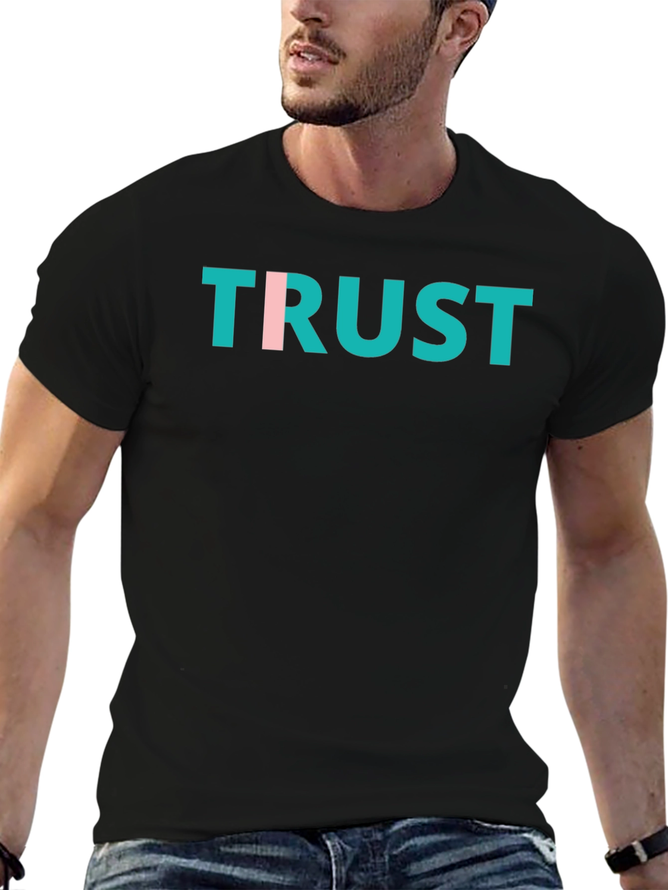 Trust Graphic Tee - Black Casual Cotton T-Shirt