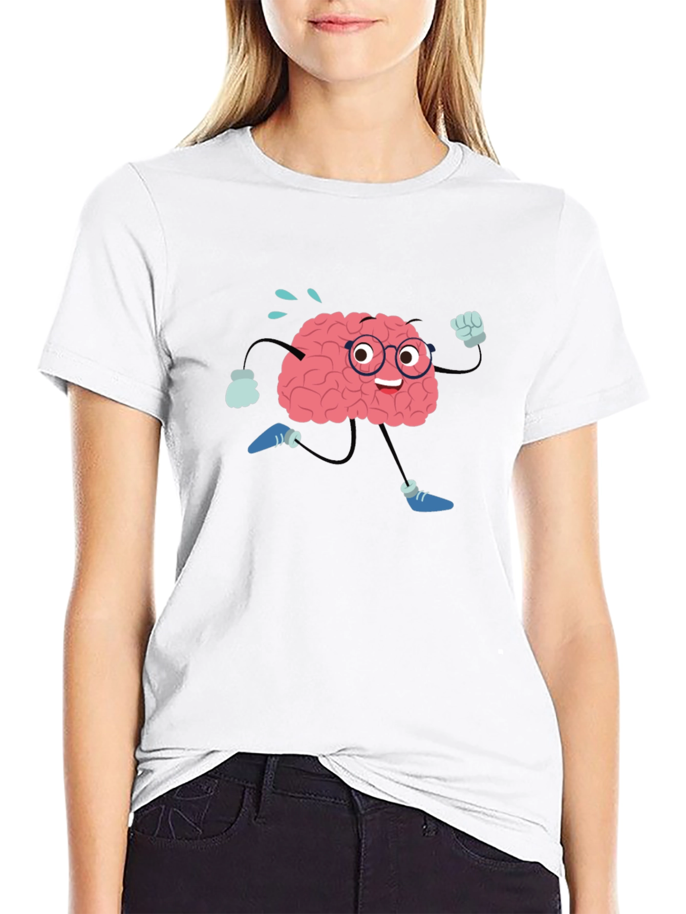 Brain Running Cartoon T-Shirt