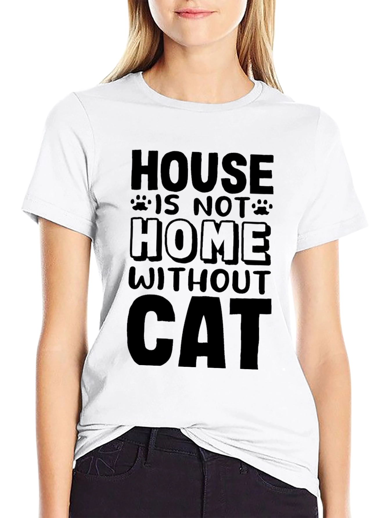 House is Not Home Without Cat Graphic T-Shirt