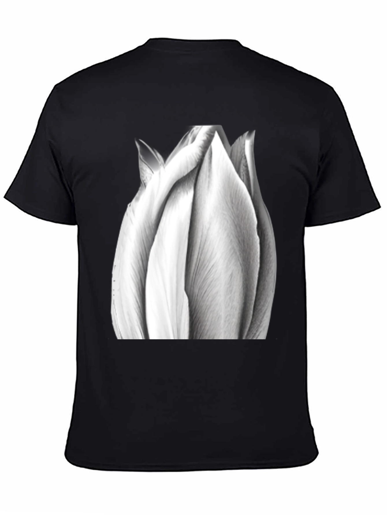 Monochrome Tulip Tee - Artistic Flower Graphic