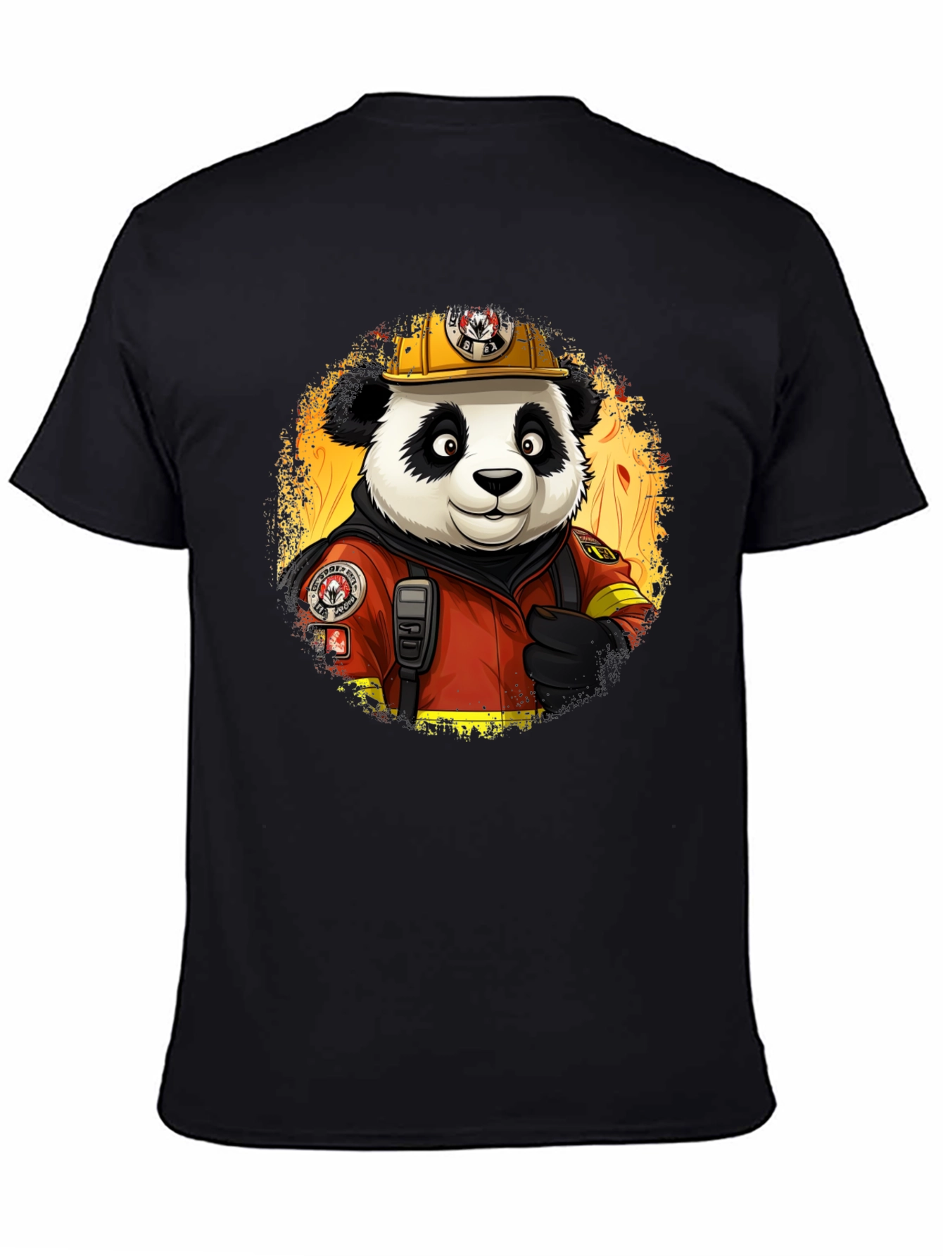 Panda Firefighter T-Shirt - Cool Cartoon Graphic Tee