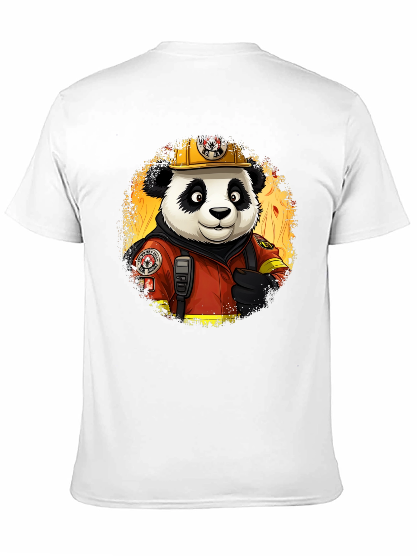 Panda Firefighter T-Shirt - Cool Cartoon Graphic Tee
