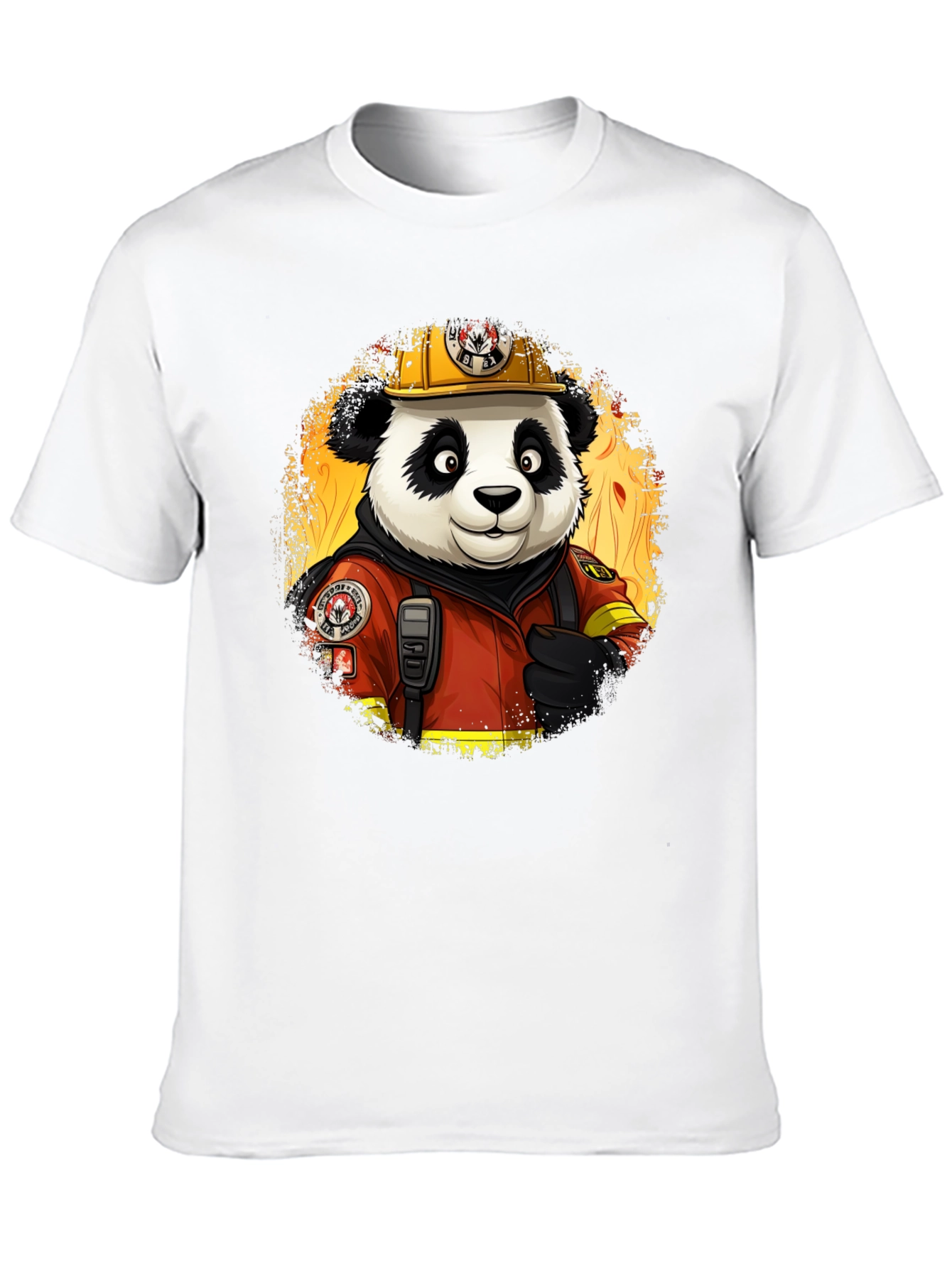 Panda Firefighter T-Shirt - Cool Cartoon Graphic Tee