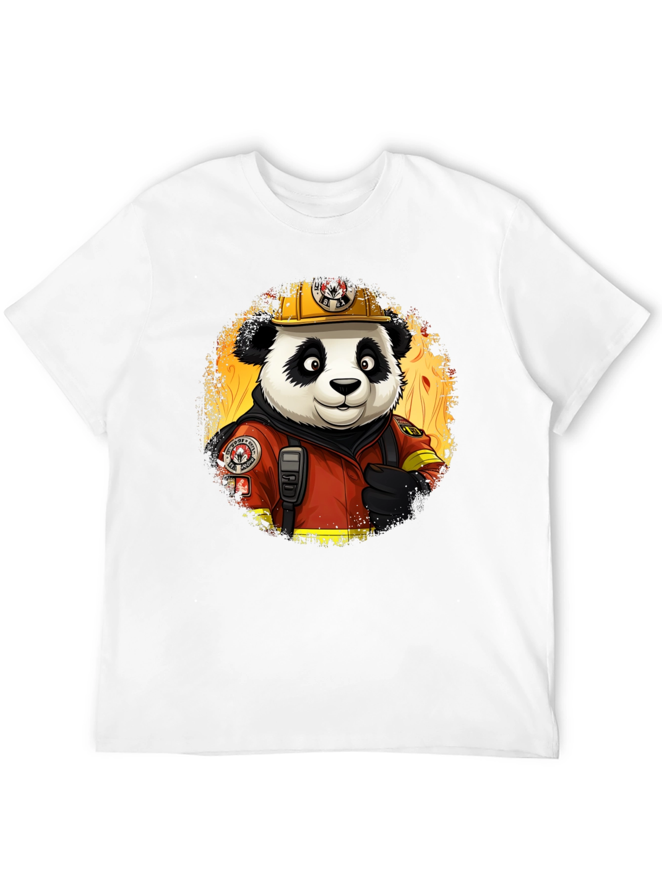 Panda Firefighter T-Shirt - Cool Cartoon Graphic Tee