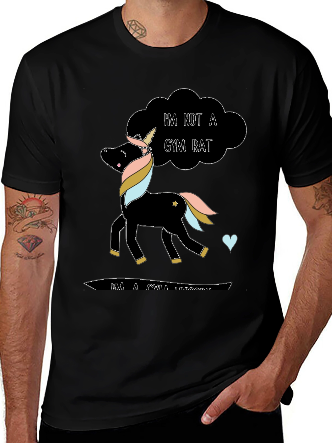 Gym Unicorn Black T-Shirt