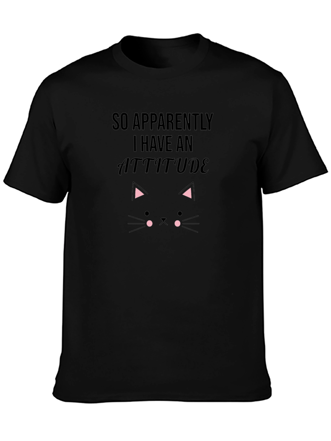 Attitude Cat Graphic Mens Black T-Shirt