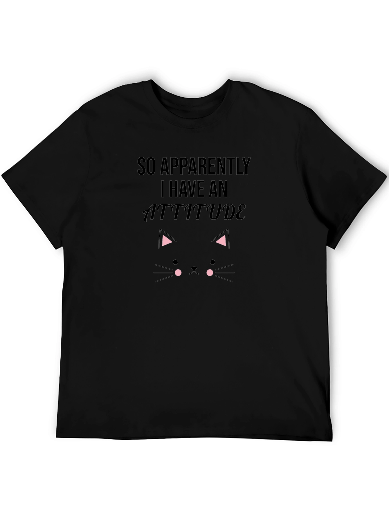 Attitude Cat Graphic Mens Black T-Shirt