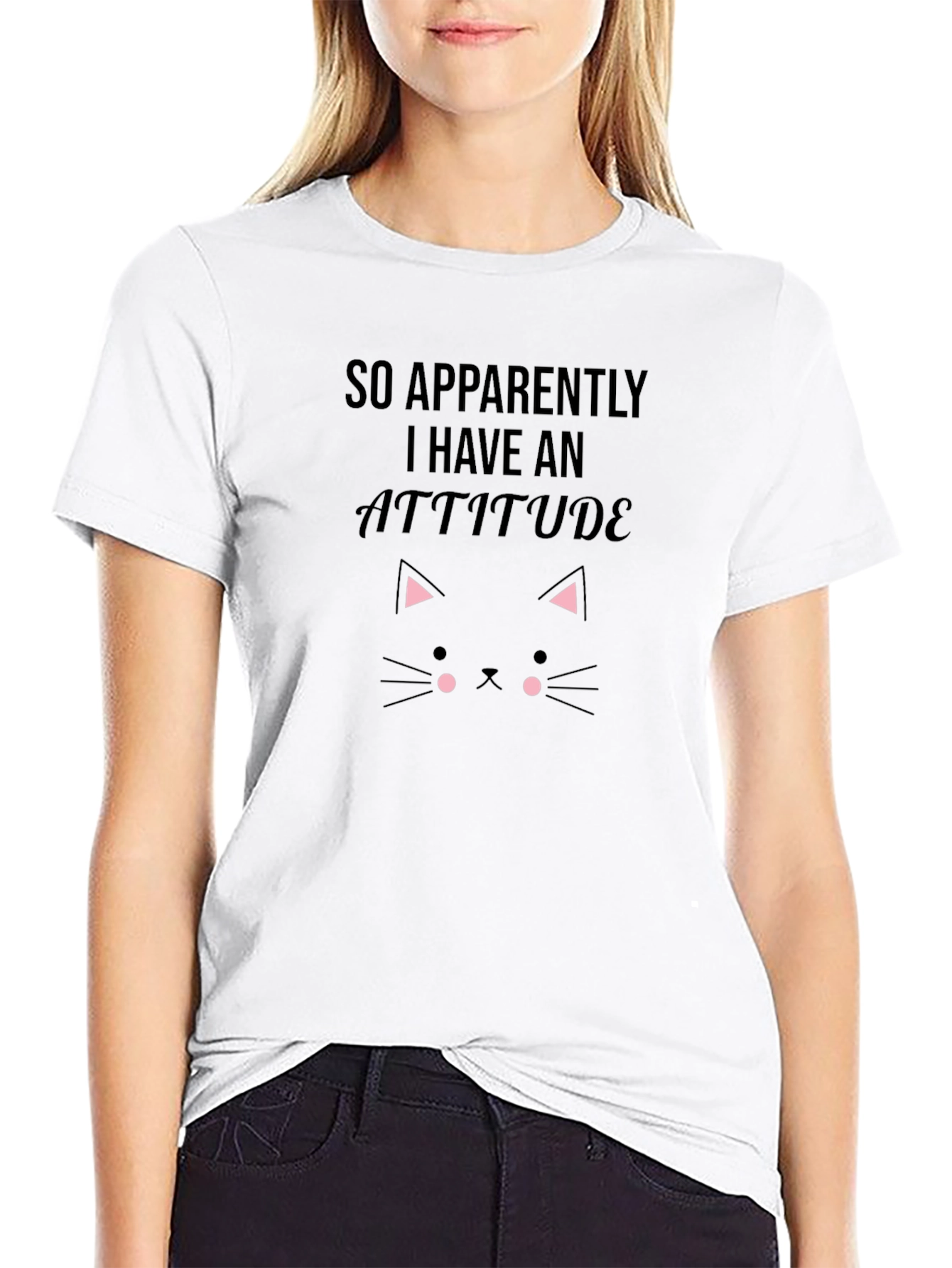 Attitude Cat Graphic Mens Black T-Shirt