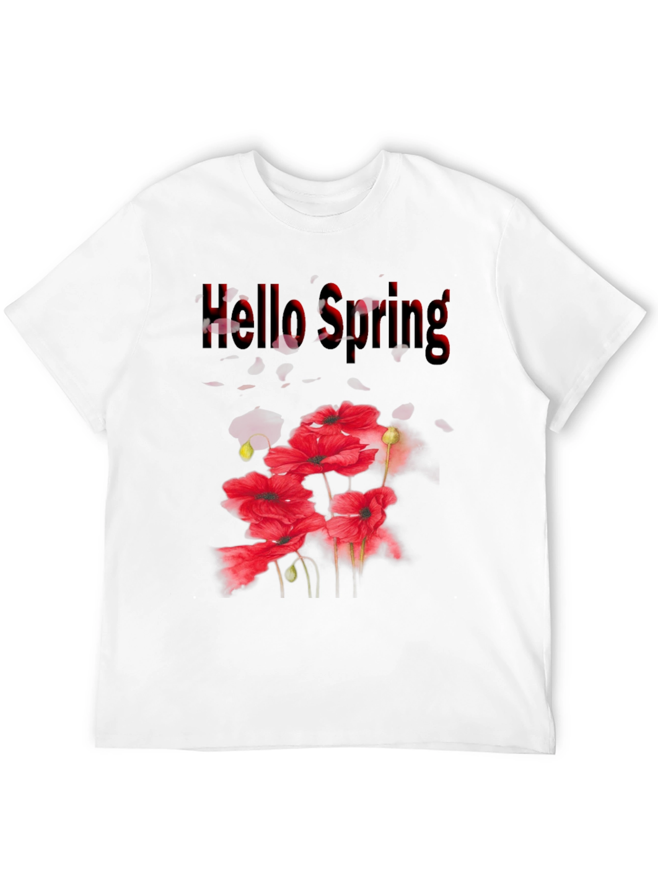 Hello Spring Floral Black T-Shirt